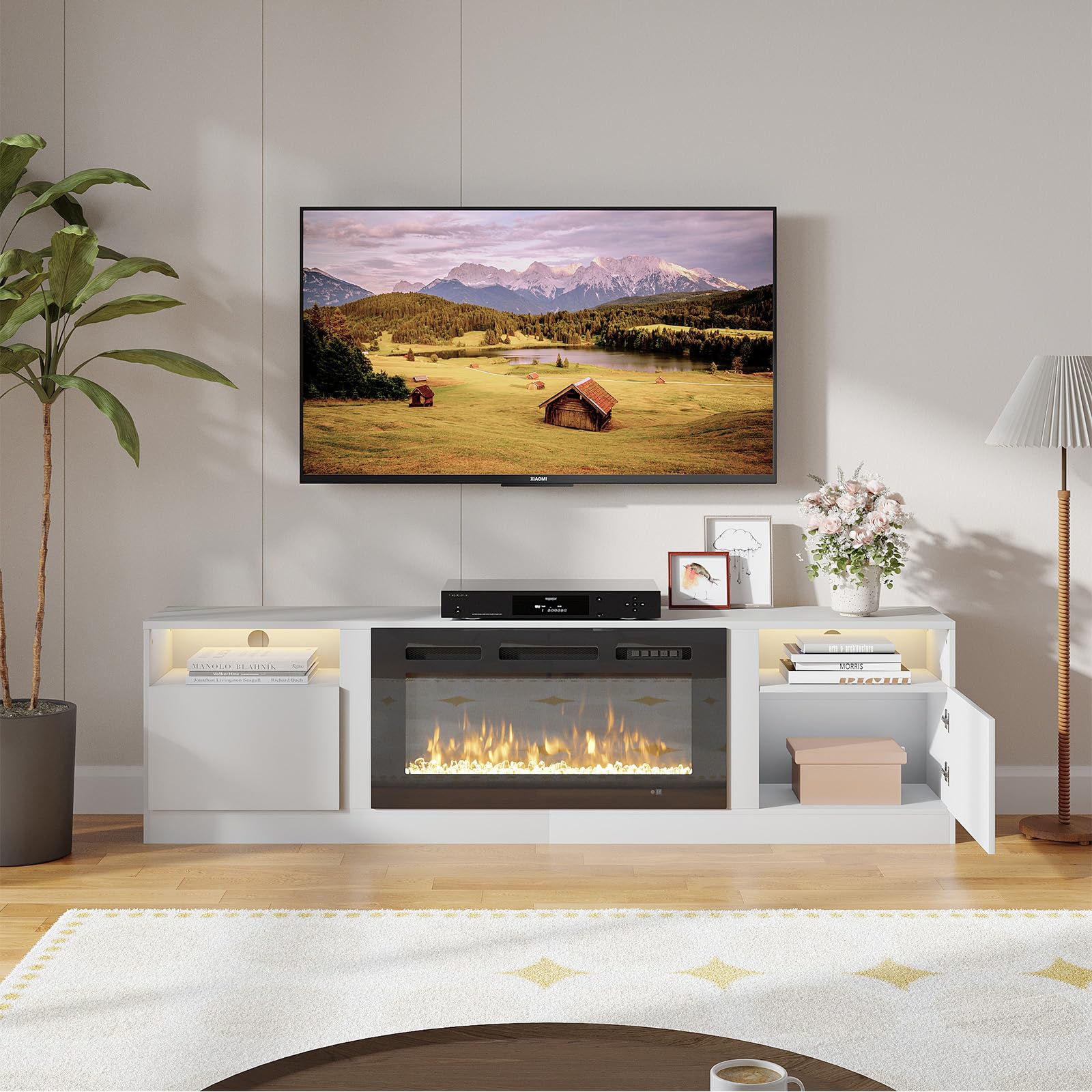 Amazon.com: Aoxun Fireplace TV Stand Entertainment Center