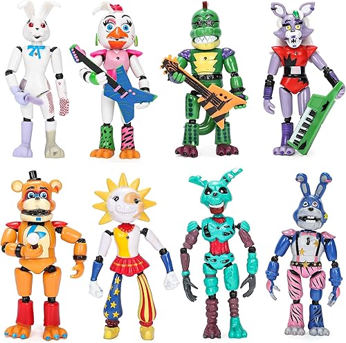 Jcnvcmc Figuras de juego de cinco noches  8 piezas de juego de cinco noches articuladas figuras de acción movibles juguetes muñecas figuras