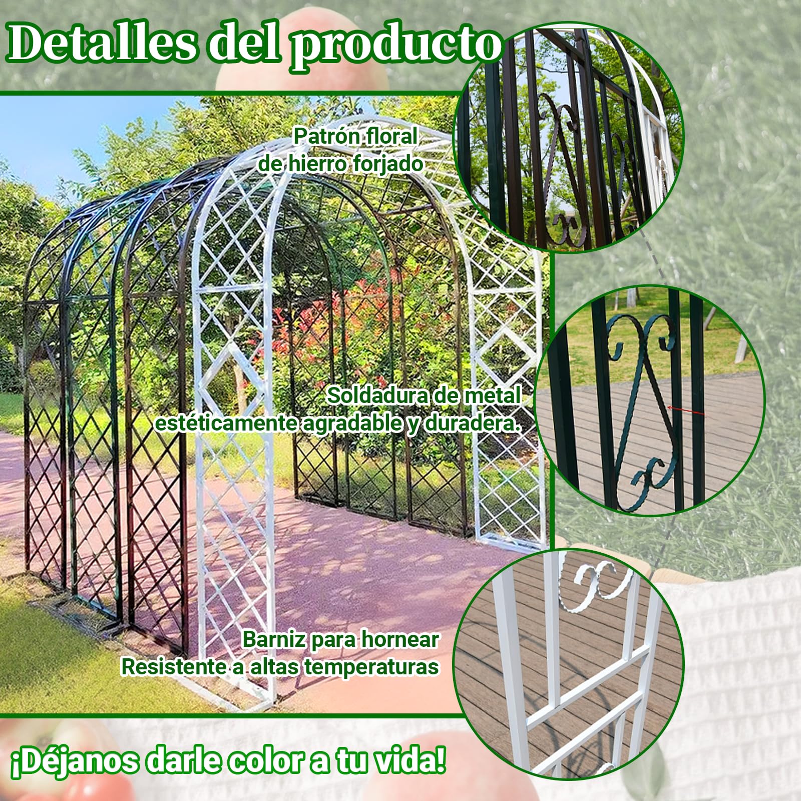 Arco de Rosas de Metal 300x40x230cm, Enrejado de Rosas, Arco de jardín para Plantas trepadoras, Arco para jardín, Arco para Bodas, Fiestas, Patio Trasero, Porche