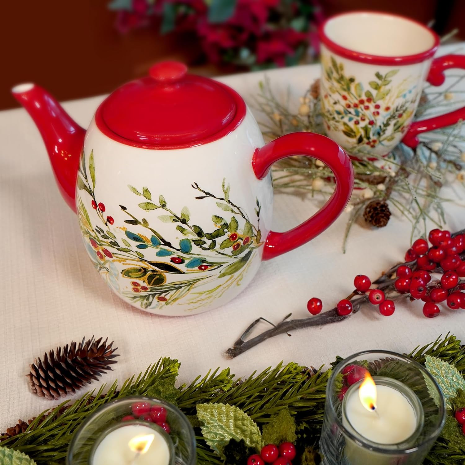 Certified International Christmas Gatherings 18 oz. Mugs, Set of 4