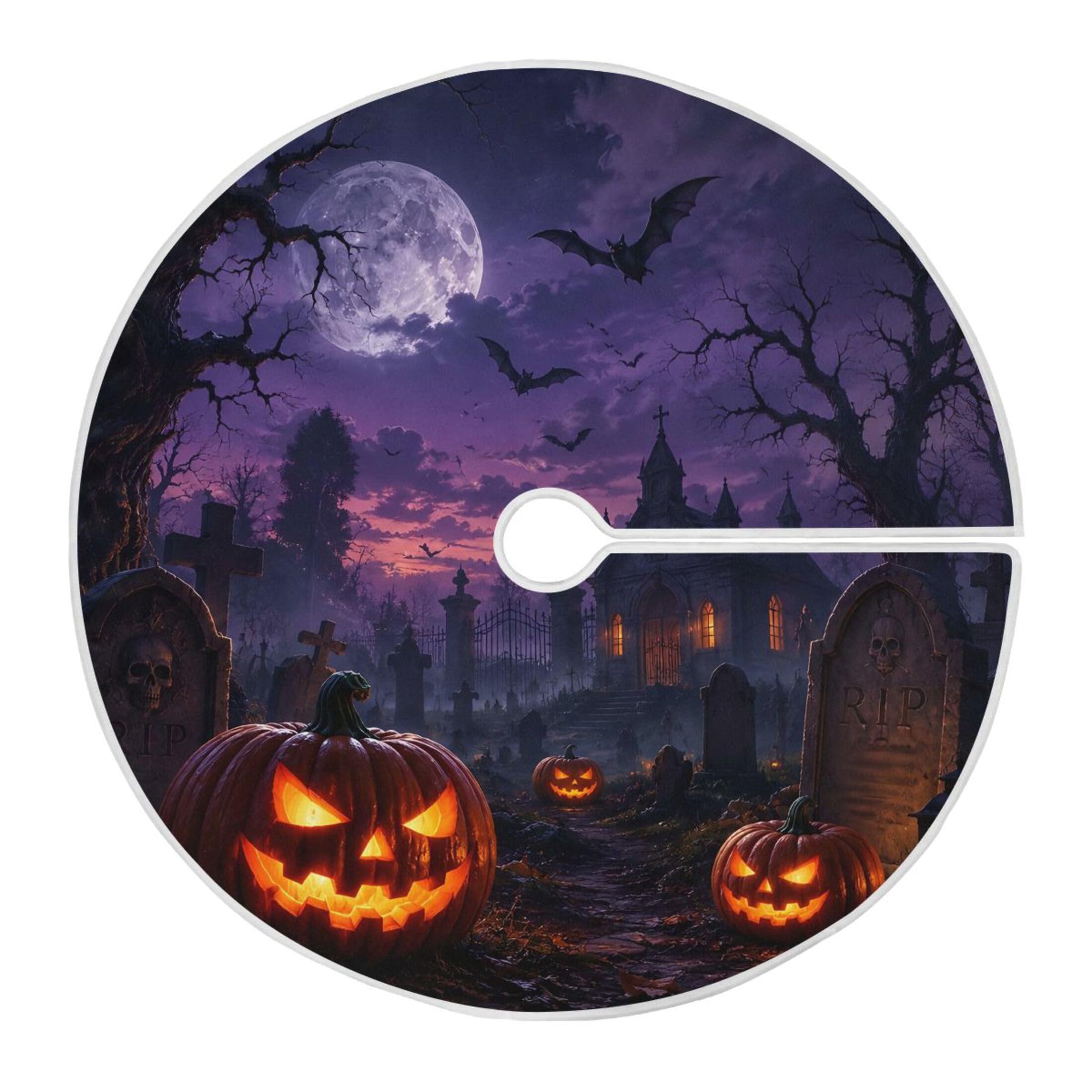 Fuauuyl Halloween Christmas Tree Skirt 36 in Indoor Outdoor Tree Mat for Farmhouse Holiday Party Decoration