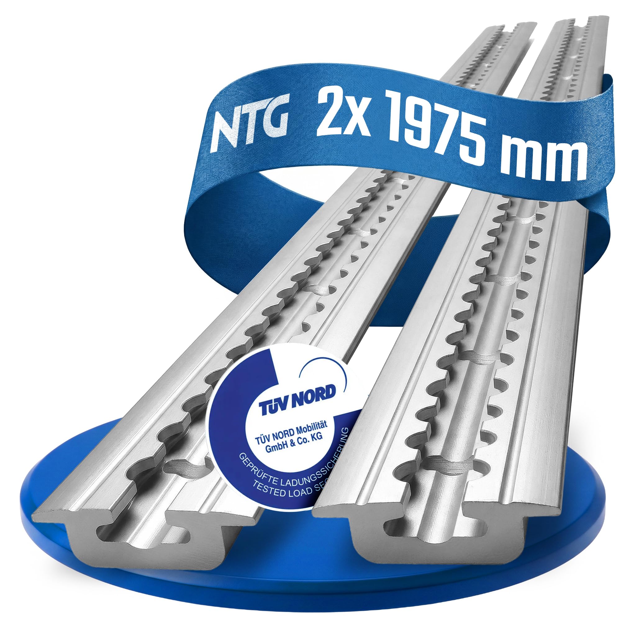 NTG Riel de aluminio para la línea aérea, para empotrar, retráctil como perfil de suelo, seguro de carga para camiones y autocaravanas, riel de amarre perforado, anodizado plateado (2 x 2 metros)