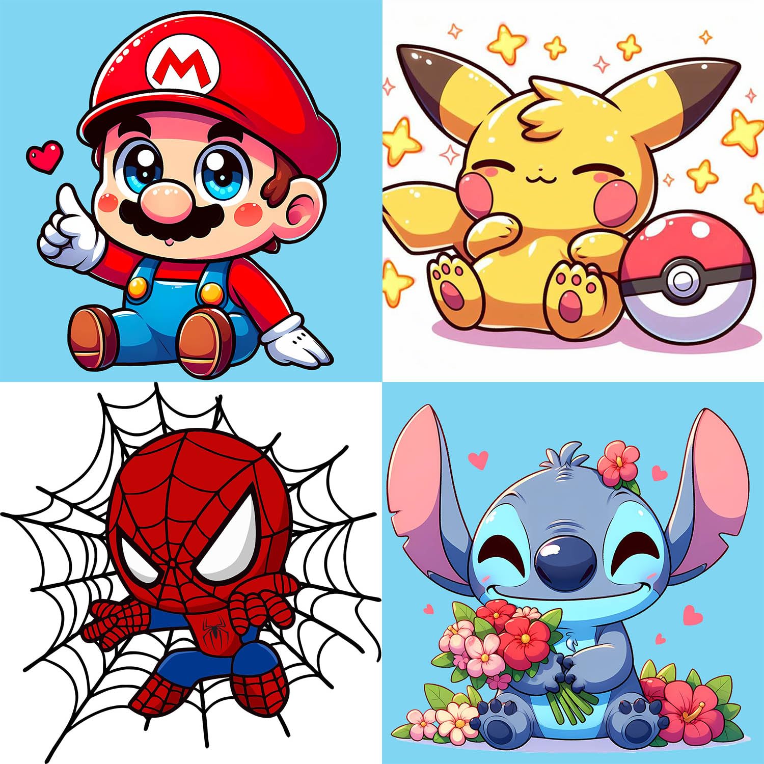 Ksxistiyt Diamond Painting Kits for Kids Beginner - 4 Pack DIY 5D Full Drill Diamond Art Kits for Children, Cute Animals Round Crystal Rhinestone Gem Art Crafts Home Wall Art Decor 5.9 x 5.9 Inches