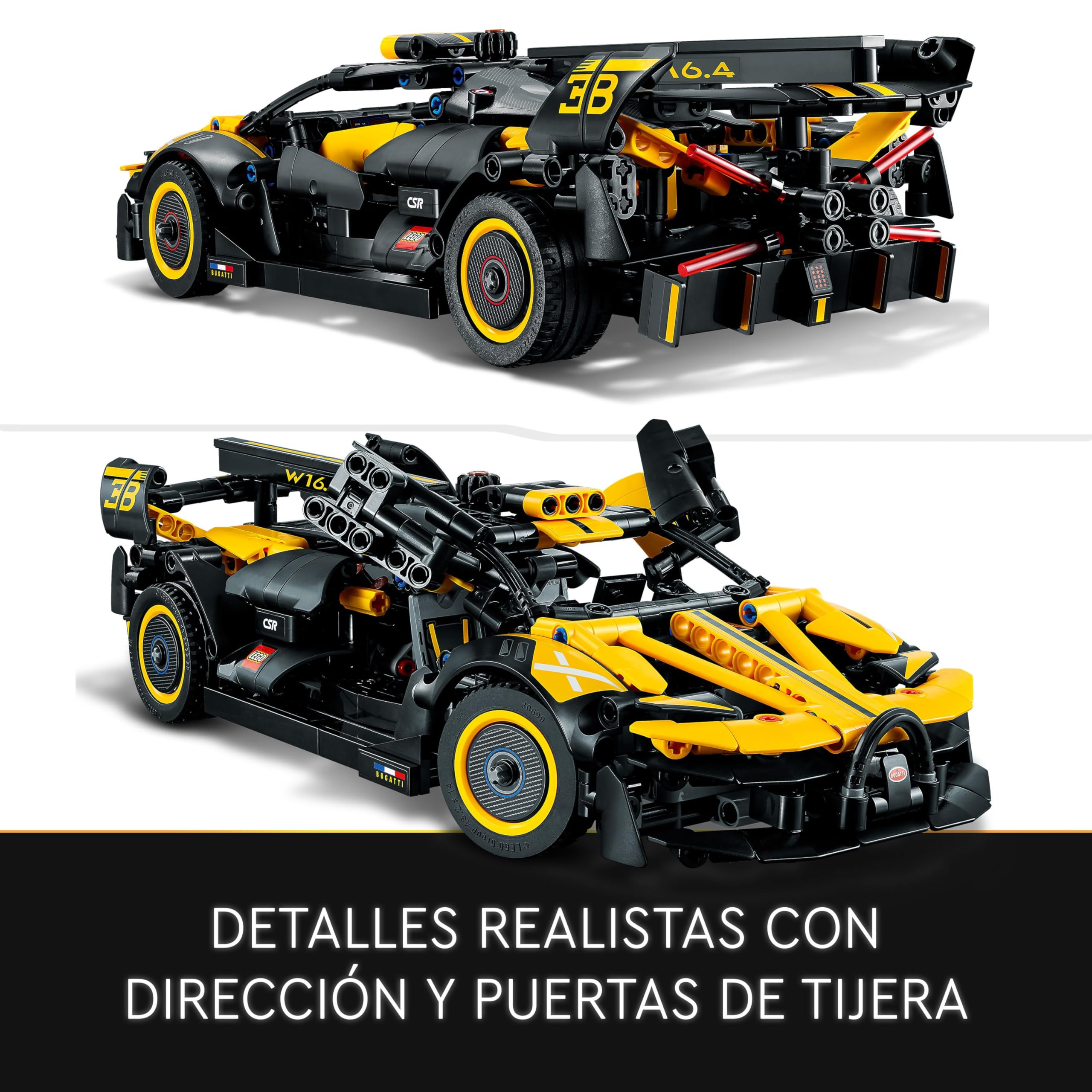 LEGO Technic Bugatti Bolide Maqueta de Coche Deportivo Negro y Amarillo para Construir, Vehículo para Carreras de Juguete Coleccionable, Idea de Regalo para Niños y Niñas de 9 Años o Más 42151