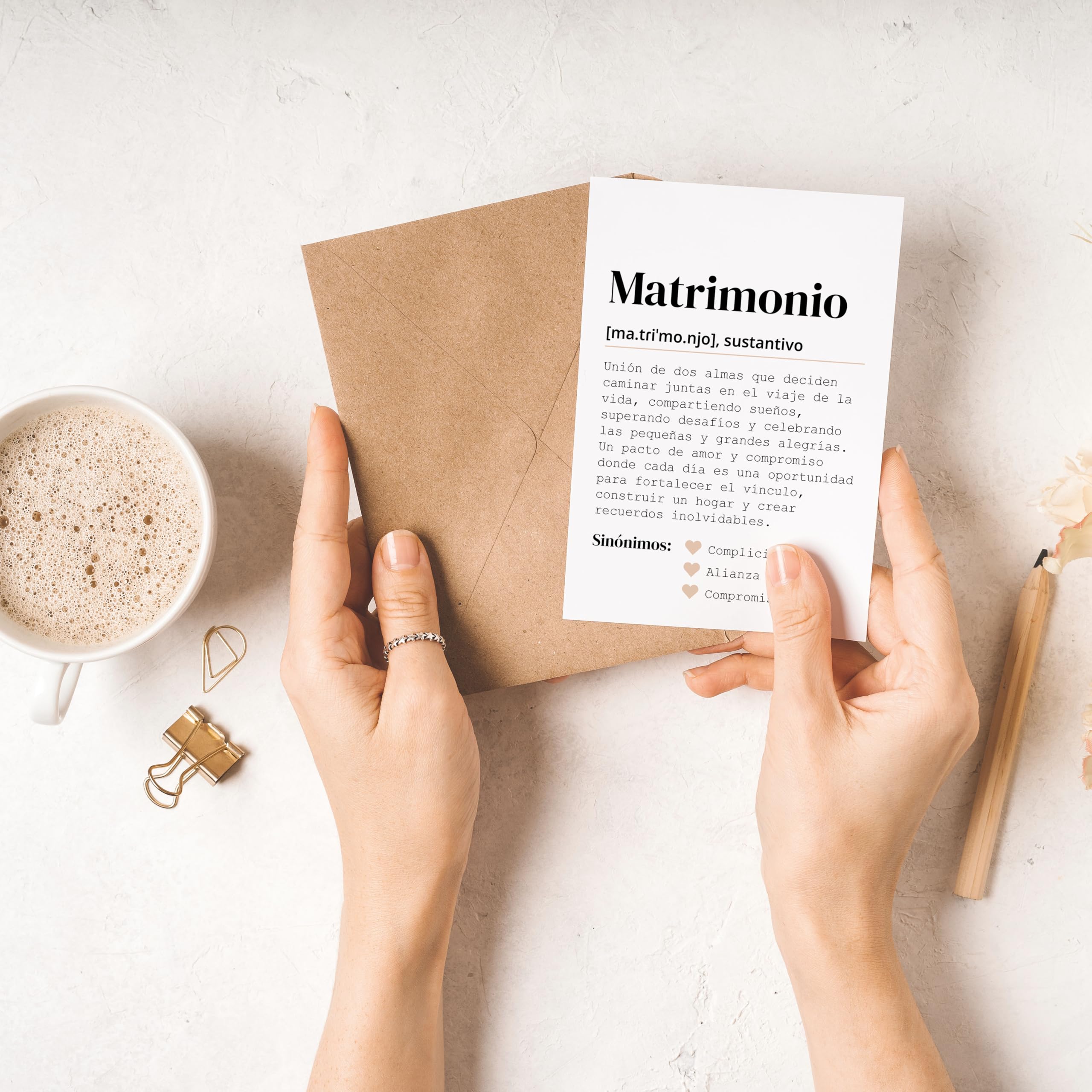 CONTRAXT Tarjeta felicitacion boda. Detalles tarjeta postal regalos de boda o matrimonio para los novios recien casados con sobre