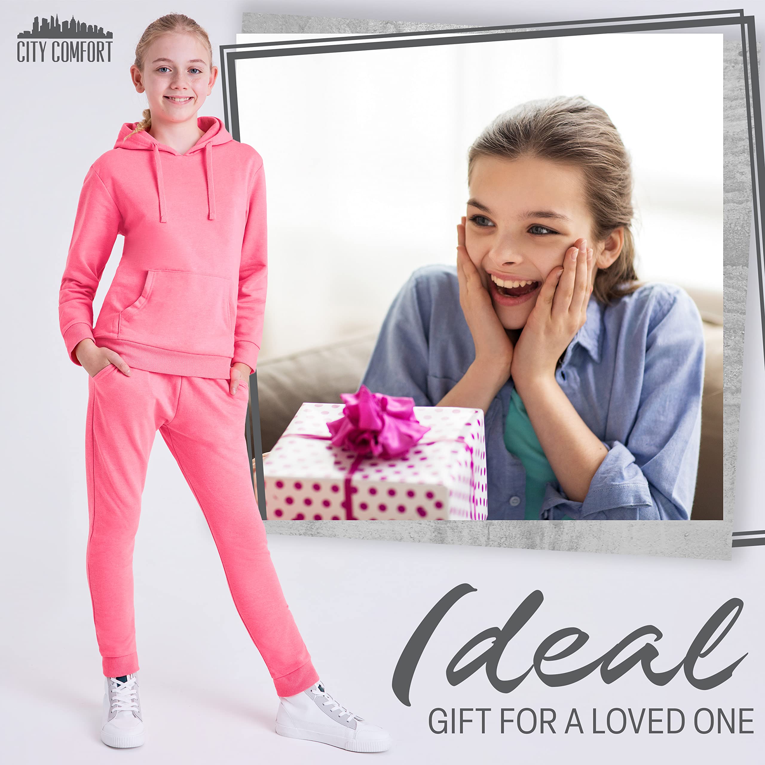 CityComfort Jogging Fille - Ensemble de Survêtement Fille - Sweat Capuche et Pantalon Jogging - Vêtements Mode 5-15 Ans