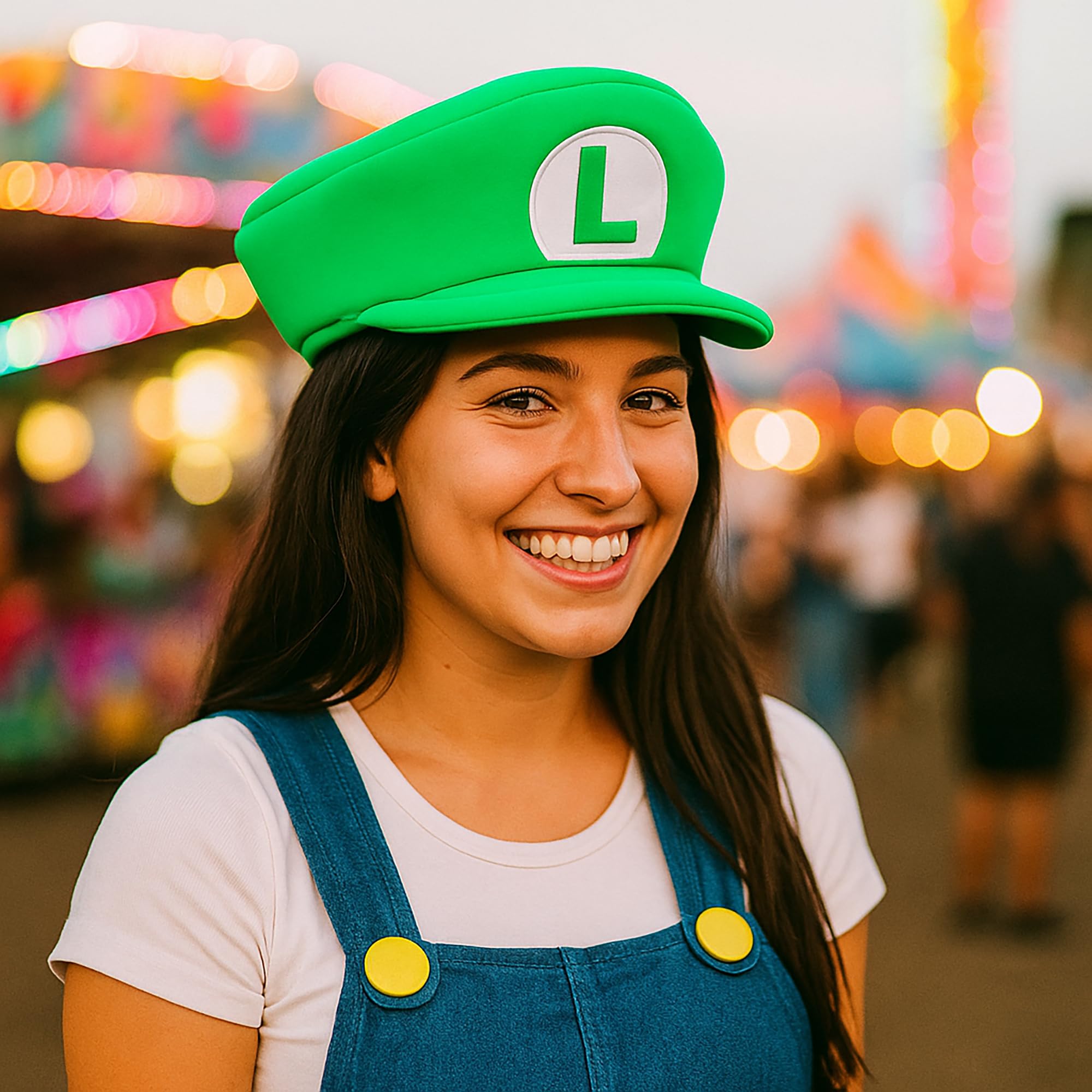 Super Mario Bros - Gorra de boina verde bordada Luigi L para adulto, Verde