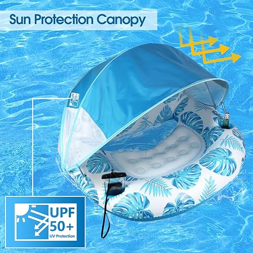 Miniatura 2 de New Upgraded Pool Chair Float with Shade,XL Pool Floats for Adults Heavy Duty,Inflatable Pool Chair Lounge Float with Cup Holder & Backrest for