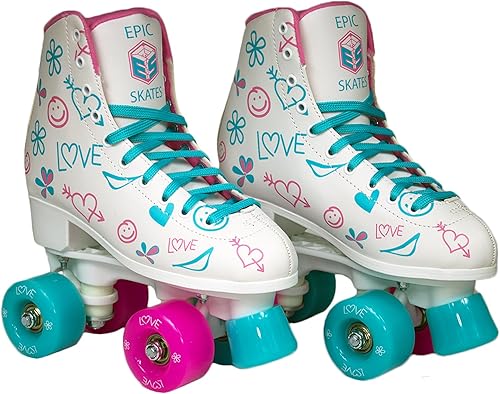 Miniatura 3 de Epic Frost patines de alta calidad para interiorexterior Quad Roller con 2 pr de cordones (rosa y azul) - Niños