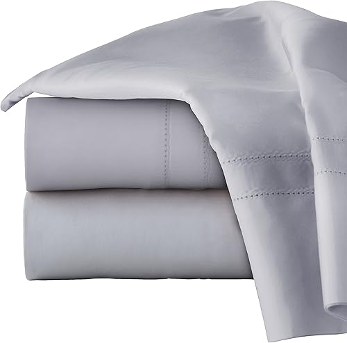 Pointehaven Juego de sábanas de satén súper suave de 620 hilos, 100% algodón de fibra larga, bolsillo profundo, tamaño King, color gris