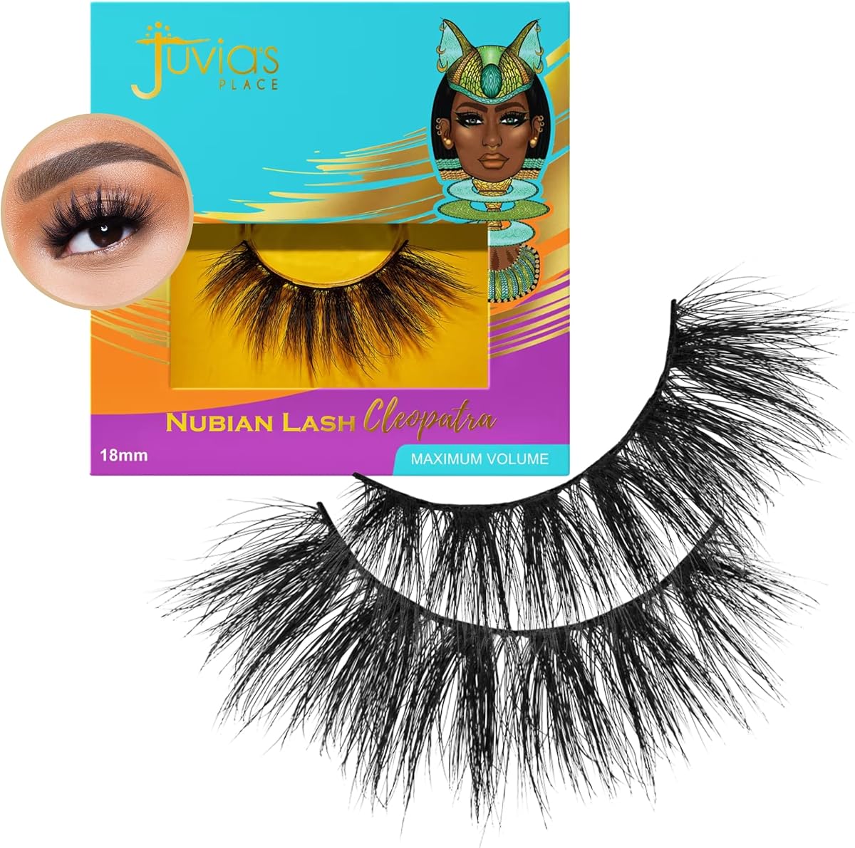 Juvia's Place Nubian Eyelashes Cleopatra - Eyelash Extension for Day or Night Use, Vegan Mink Lashes, Cruelty-Free Fluffy Lashes, Reusable Adhesive Eyelashes, Matte Black Mink Eyelashes Natural Look