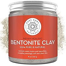 Pure Body Naturals Bentonite Clay Powder for DIY Detox Body &amp; Face Mask, Pure Indian Healing Clay for Deep Pore Cleansing and Armpit Detox for Women, (8.0 oz)