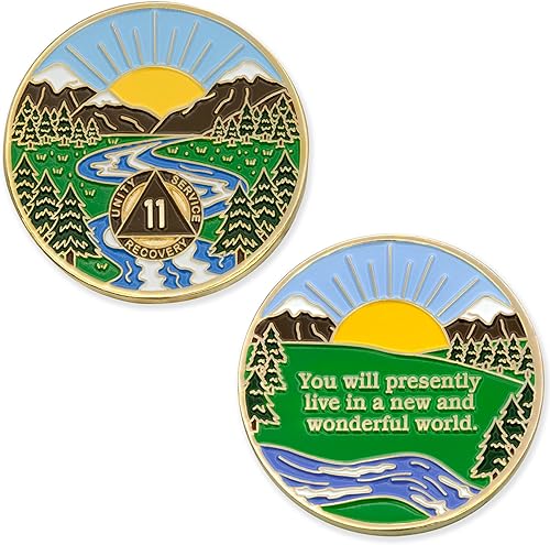 Miniatura 46 de 6 meses Sobriety Mint Winding River Gold Plated AA Recovery Medallón/Chip/Token