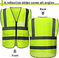 Vista 4 de JenPen 10 Pieces Reflective Safety Vests with Pockets and Zipper, High Visibility Mesh Construction Vest for Men Women