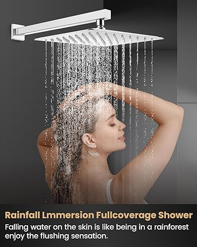 Miniatura 3 de Airuida Juego de grifo de ducha con válvula de rosca hembra, cabezal de ducha y mango de lluvia, kit de ajuste de válvula de función única, pulido