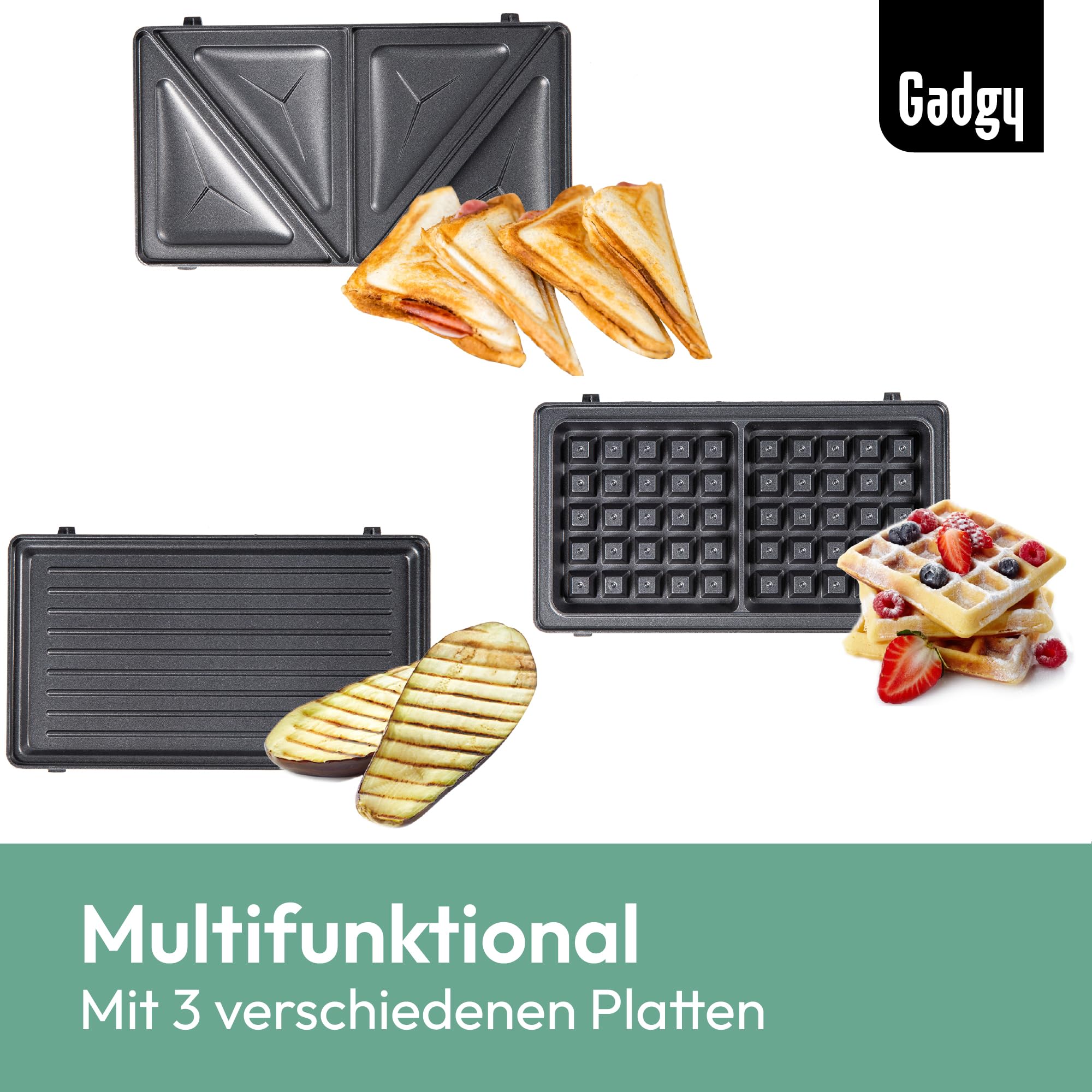 Amazon.de: Gadgy Sandwichmaker 3 in 1 - Waffeleisen 3 in 1 für  