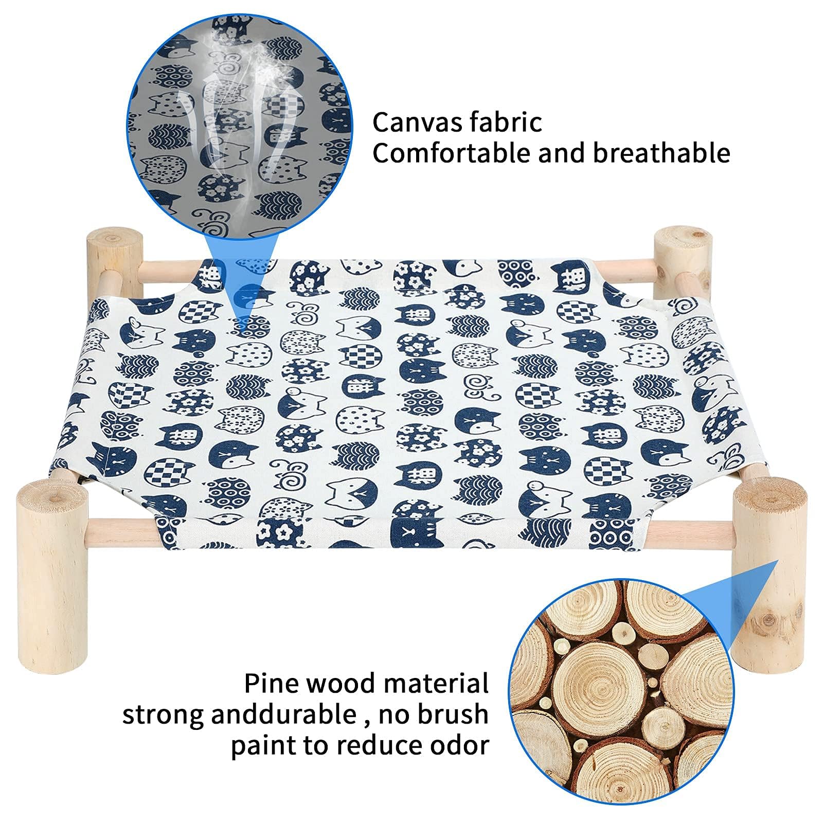 ميكنج تيك سرير خشبي مرتفع للقطط قابل للازالة والغسل، سرير للقطط جيد التهوية مناسب للقطط والجراء في الداخل والخارج | سهل التجميع (قطة)
