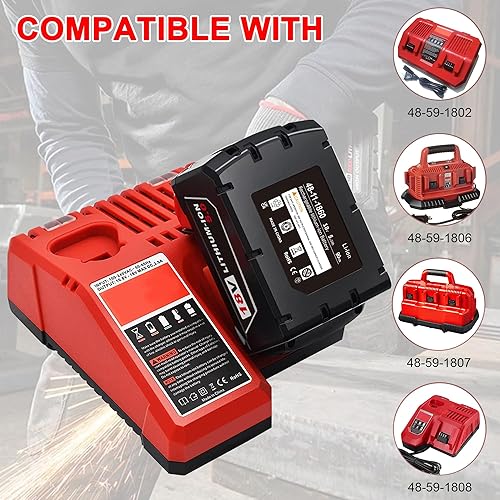 Miniatura 3 de Reemplazo de 18V 48-11-1850 5.0 AH para batería Milwaukee m18, compatible con todas las herramientas Power 18V Milwaukee Power+