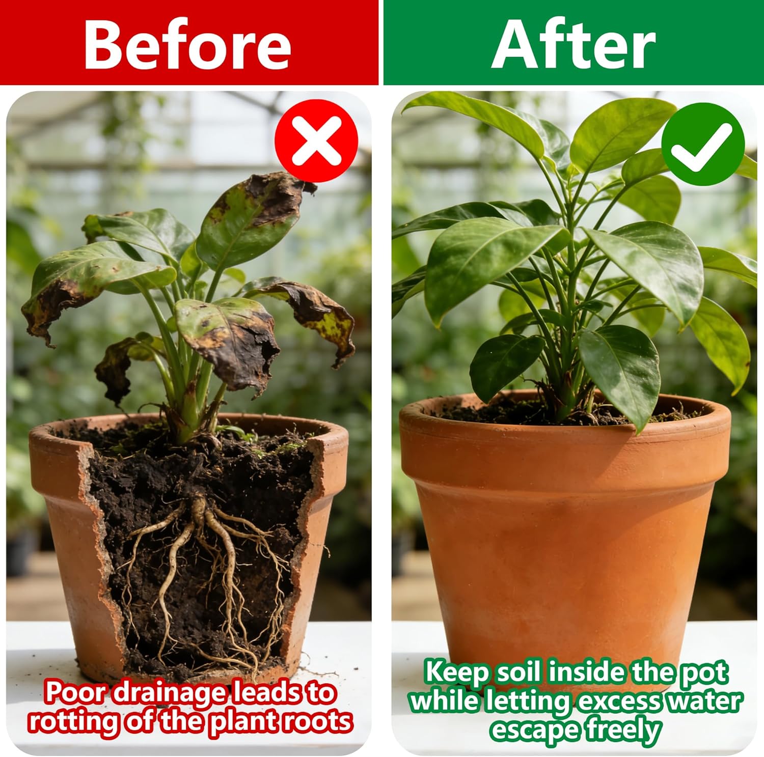 10 Pack Pot Mesh Drainage Discs, 9 Inch Thickened Drainage Hole Insert Pads, Reusable Plant Pot Bottom Mesh Mats for Indoor Outdoor Gardening to Prevent Soil Loss and Keep Root Healthy