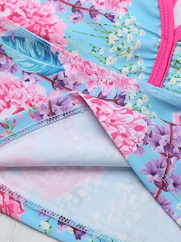 Miniatura 7 de Hularka Traje de baño tankini de 3 piezas para niños y niñas, parte superior cruzada con parte inferior y faldas para trajes de baño deportivos para