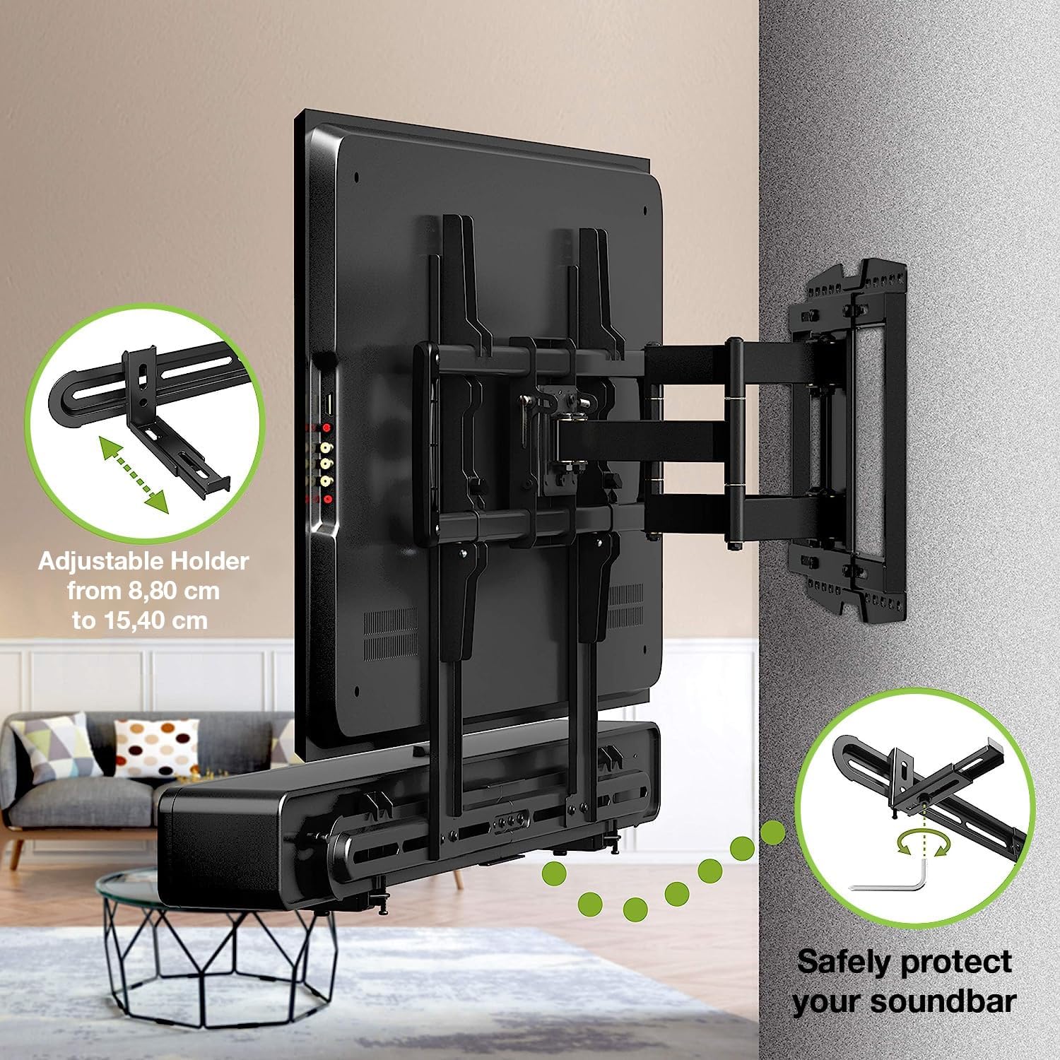 Techly 366372 Soporte universal para barra de sonido de pared o soporte máximo VESA 600 x 400 negro
