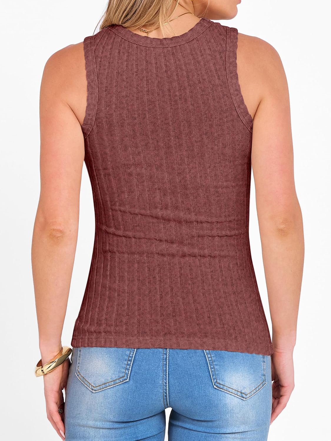 ANRABESS High Neck Tank Tops for Women Sleeveless Shirts Summer 2026 Basic Soft Slim Fit Racerback Trendy Casual Outfits - Image 4