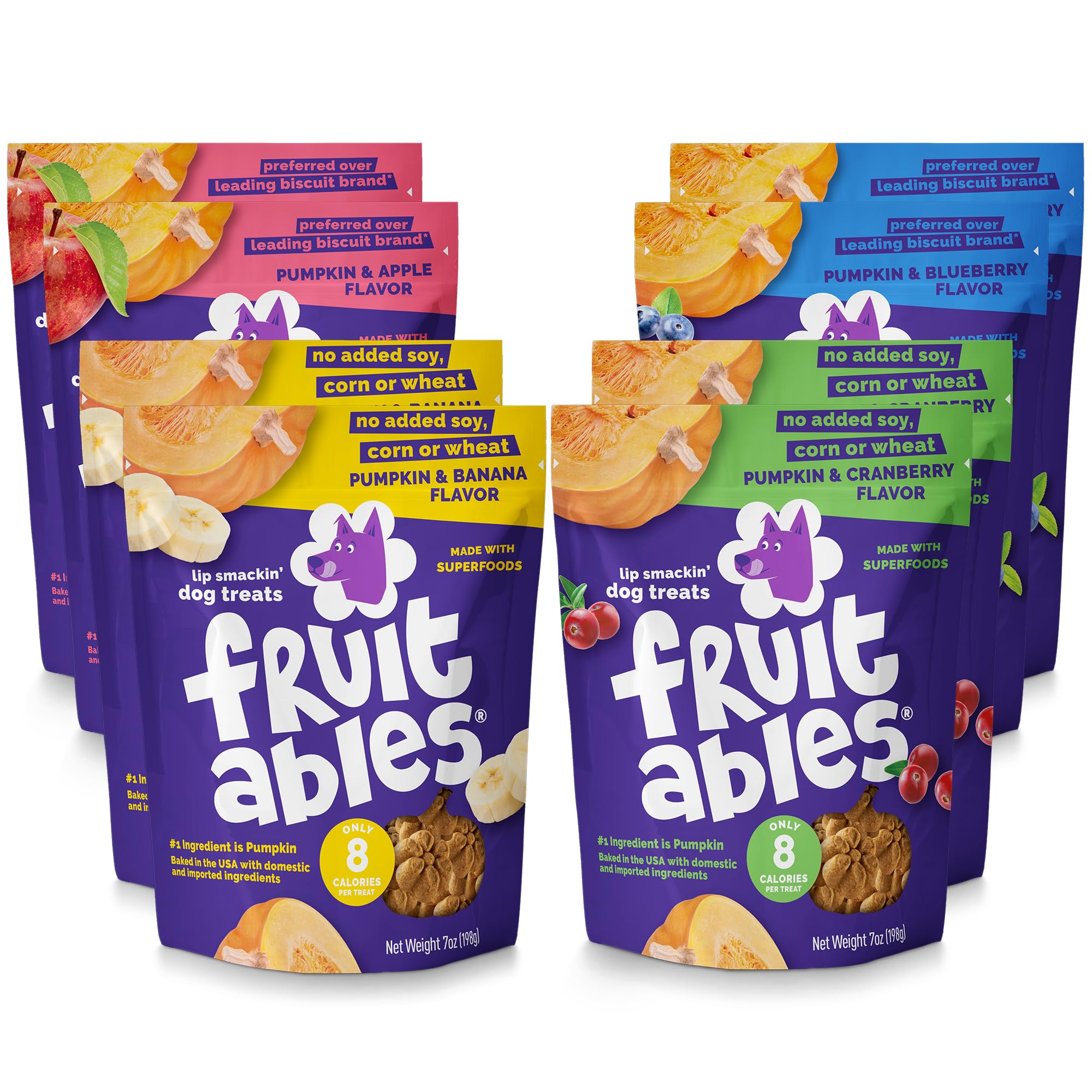 Fruitables Crunchy Baked Dog Treats with Pumpkin, 7 Ounce Variety Packs