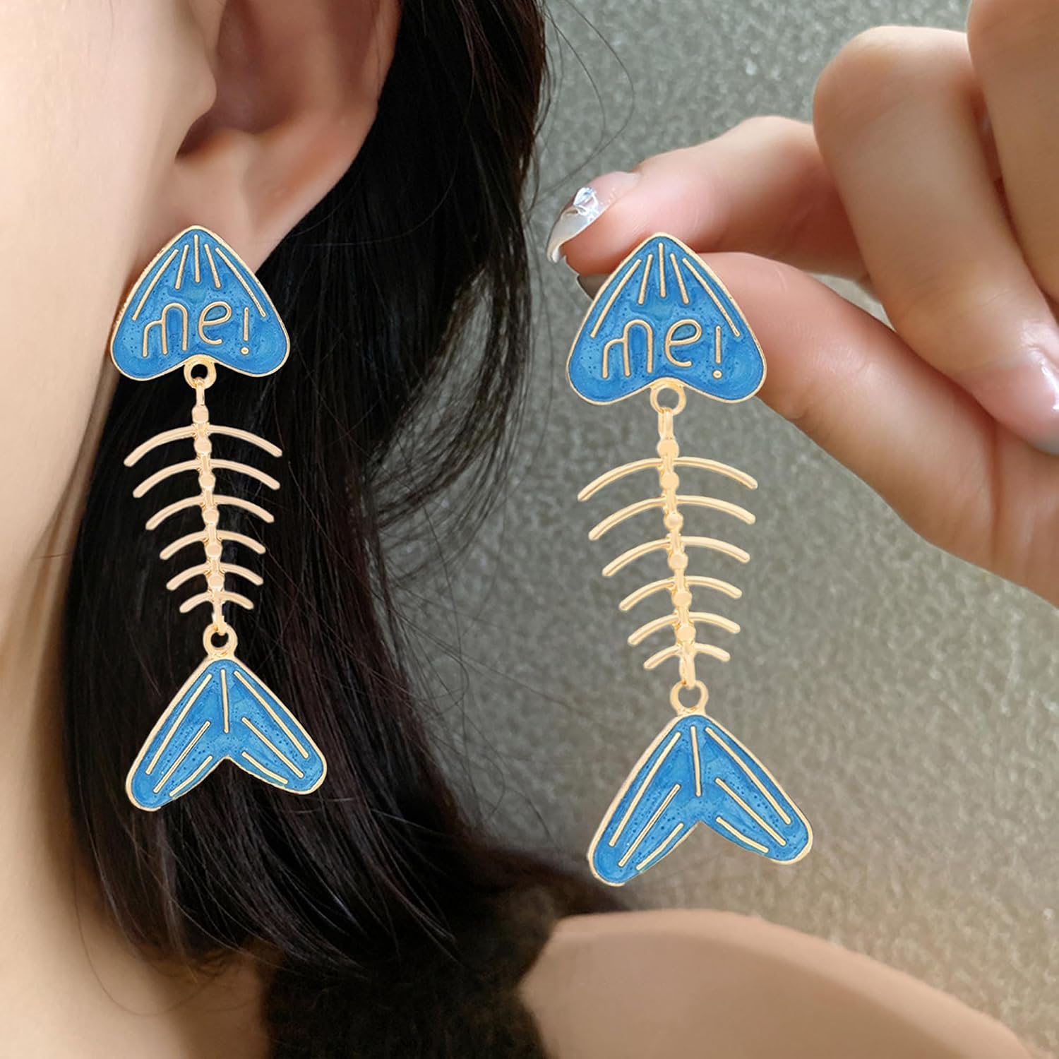 Fish Earrings for Women Cute Fish Bone Dangle Drop Earrings Creative Earstud Fish Skeleton Earrings Fun Ocean Fashion Jewelry Gift image 3
