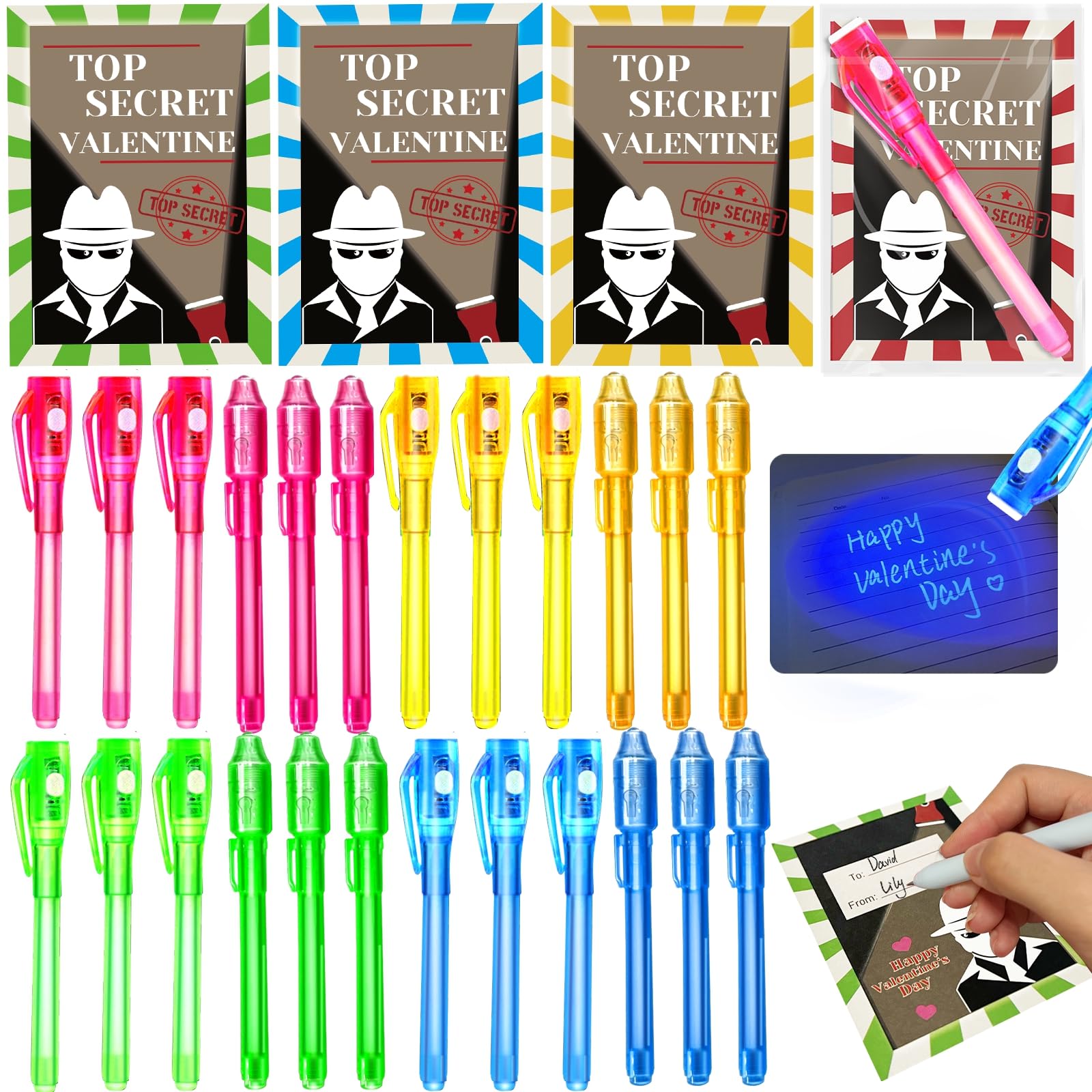 Amazon.com: AMENON 24 Pack 2 Style Invisible Ink Pen with UV Black