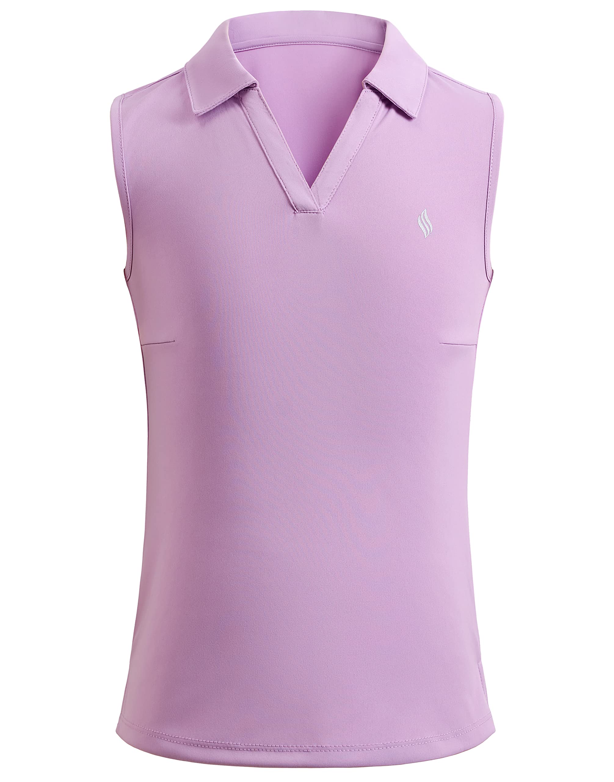 SANTINY Girls' Sleeveless Golf Shirt V-Neck Quick Dry Tennis Tank Tops Golf Clothes Collared Polo Shirts for Girl