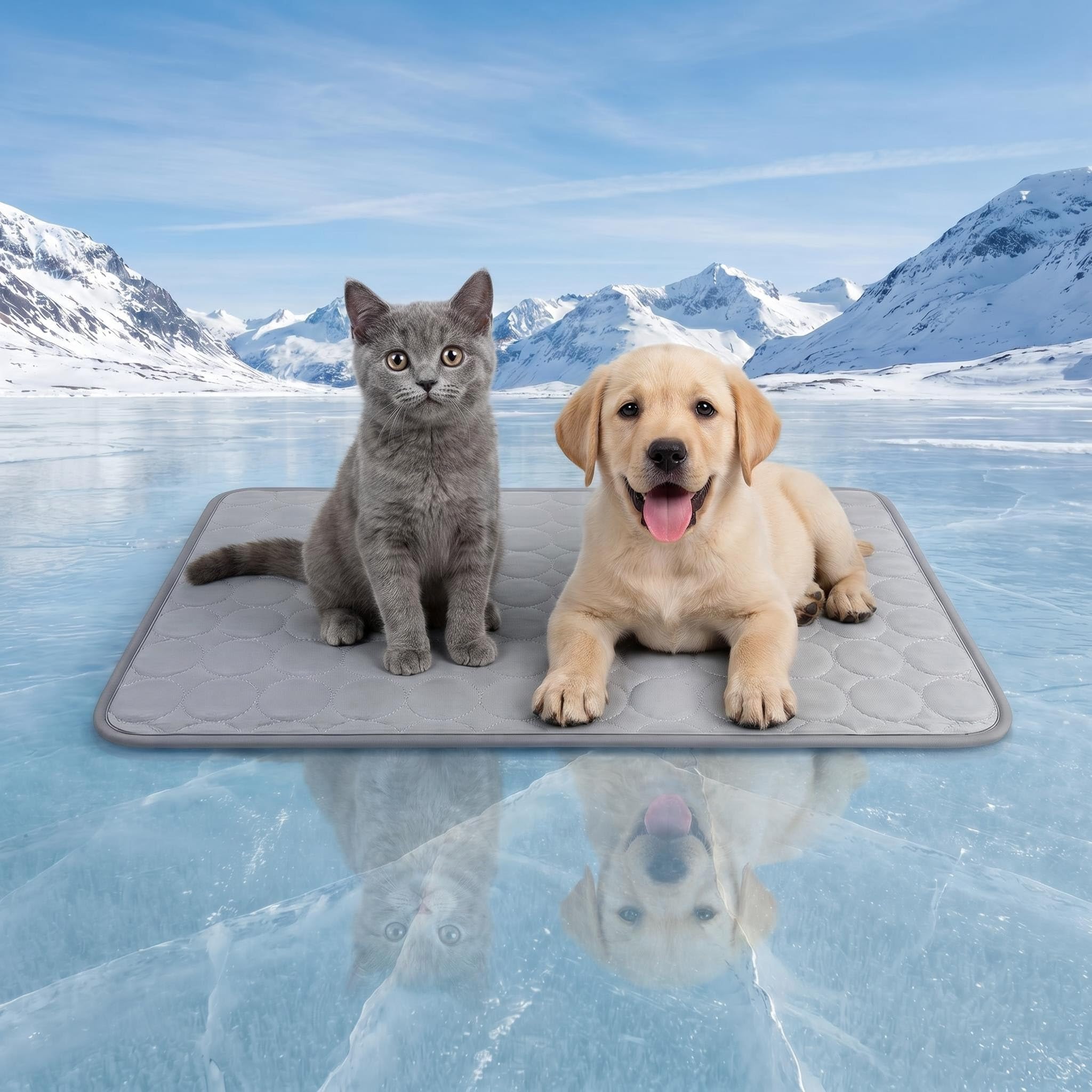 Alfombra Refrescante para Perro y Gato, Manta Refrigerante Perro, Cama Frio Animales Colchon Mascotas No Tóxicas Pet Cooling Mat para Perros Pequeños, Medianos y Grandes (Gris, L 50 x B 40 x H 1 cm)