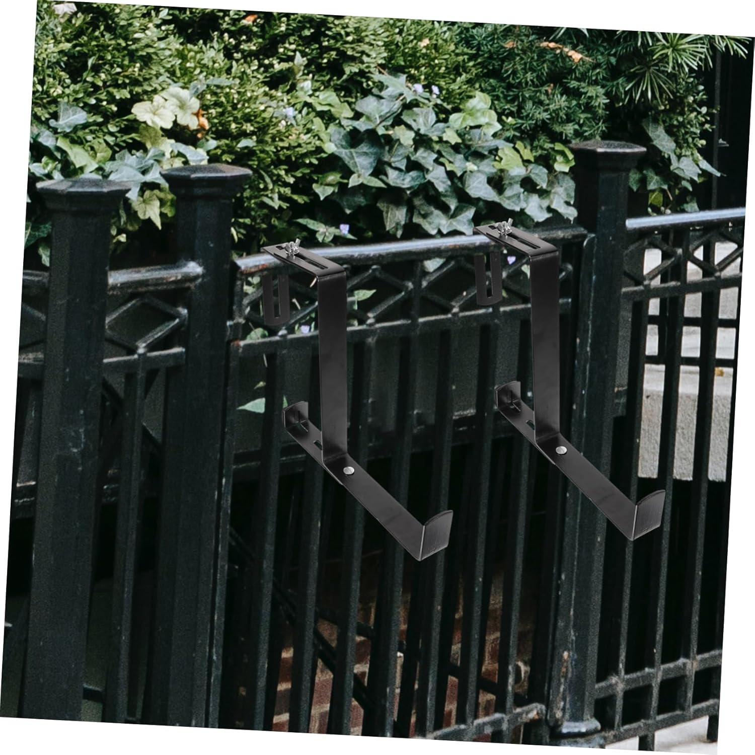 2Pcs Adjustable Plant Hanger Bracket for Outdoor Use for Balcony Railing Garden Durable Elegant Design for Flower Pots and Bird Feeders Holds Railings