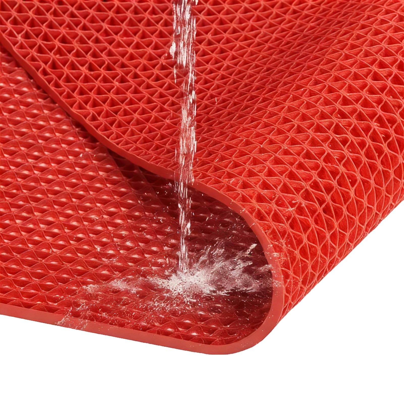 Esta Alfombrilla Antideslizante de PVC con Drenaje, de 5 mm de Grosor y Alta Resistencia, es Ideal para baños, cocinas, Piscinas y sótanos. Es una Alfombra versátil de Color Rojo de 0,9 x 1