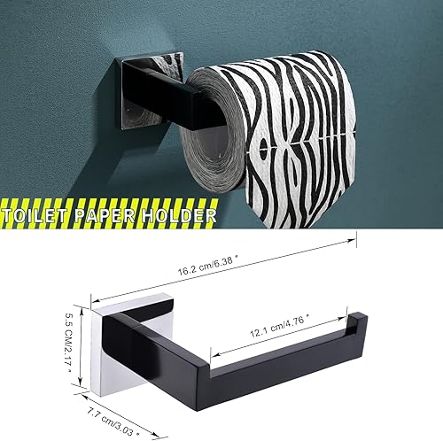 Miniatura 4 de Juego de 4 soportes para toallas de baño, color negro y pulido, juego de accesorios de baño de acero inoxidable, montaje en pared, 23.6 pulgadas