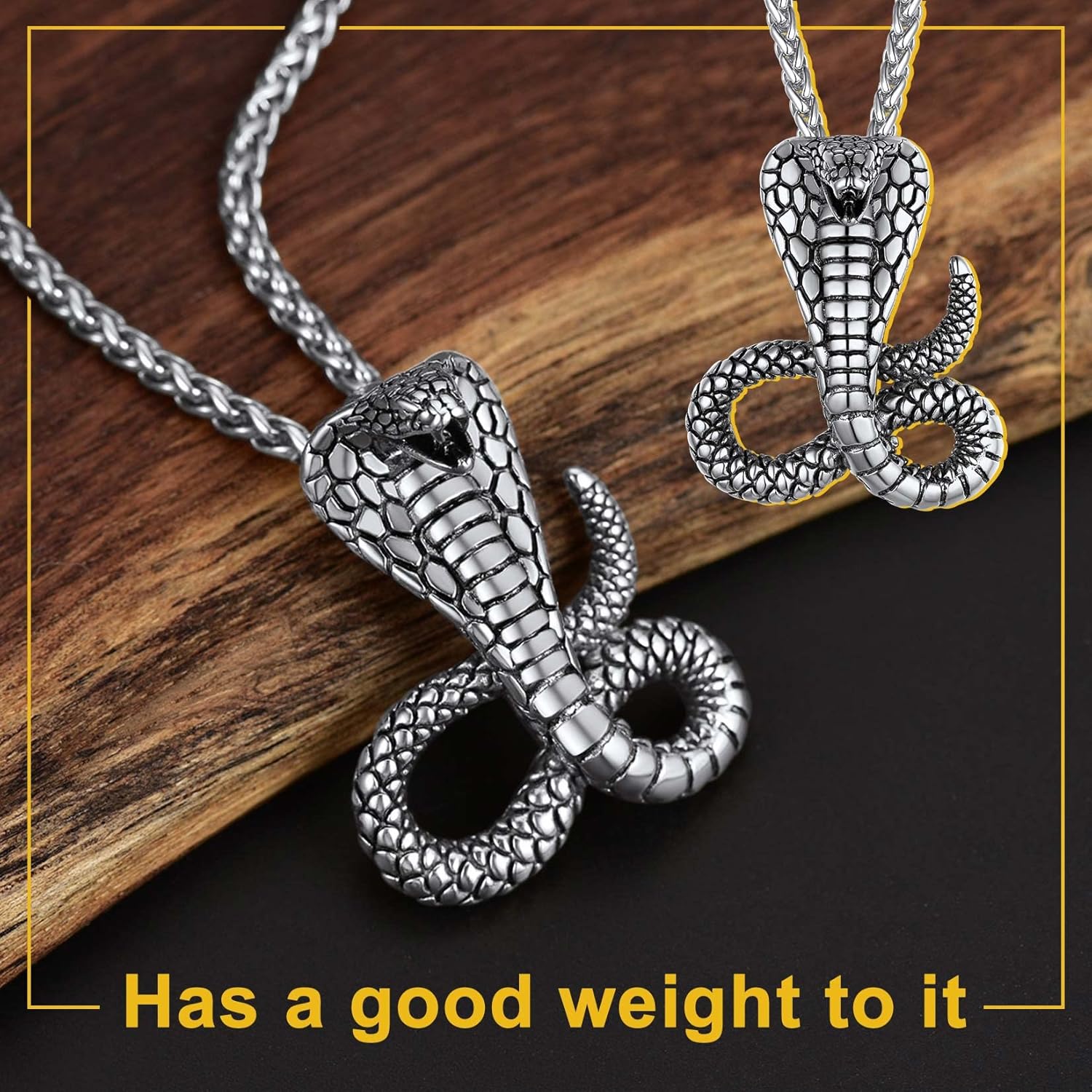 ChainsProMax Retro Cobra/Python Snake Necklace, Statement Serpent Gothic Jewelry, Stainless Steel/Gold Plated/Black-Send Gift Box - Image 2