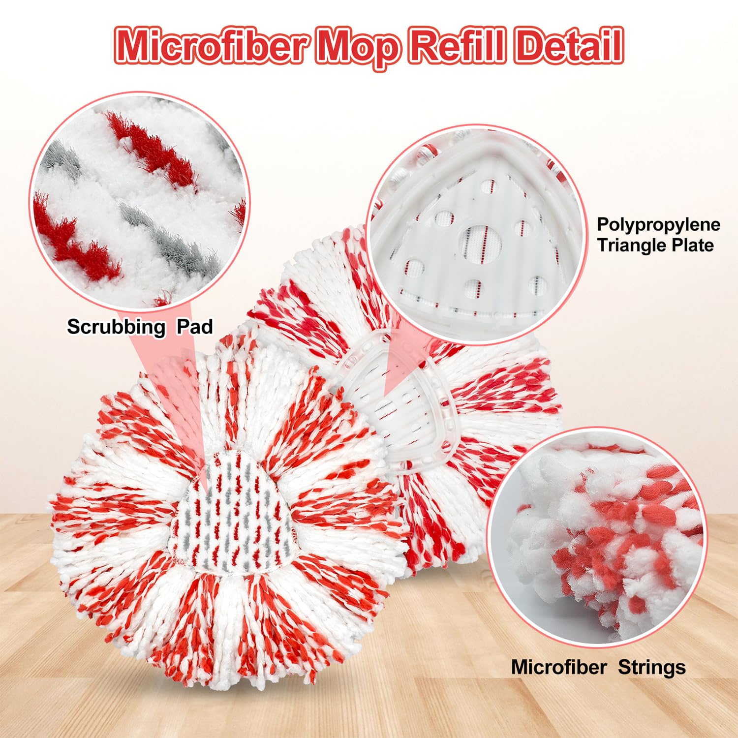 Paquete de 3 recambios mejorados de limpieza profunda compatible con el sistema de fregona y cubeta O Ceda EasyWring Spin Mop y Bucket de microfibra para Oceda Easywring 1 sistema de fregona de giro,