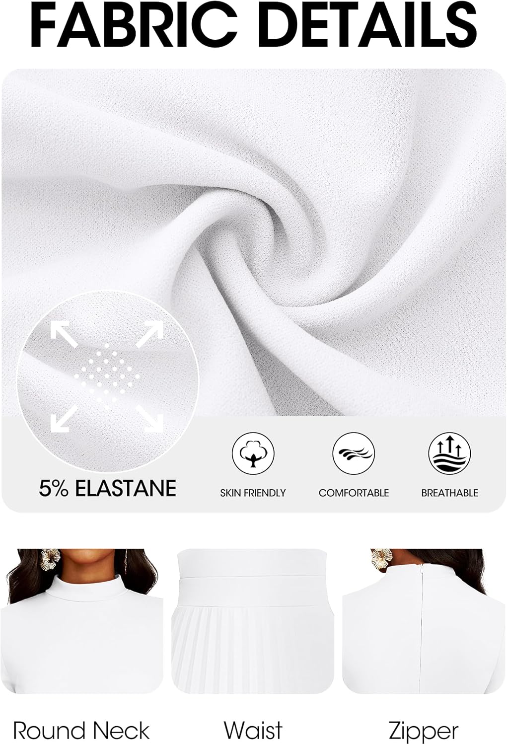 Nmoder Maxi Long Dress for Women, Casual Pleated Empire Waist Dresses Crewneck Long Sleeve - Image 6