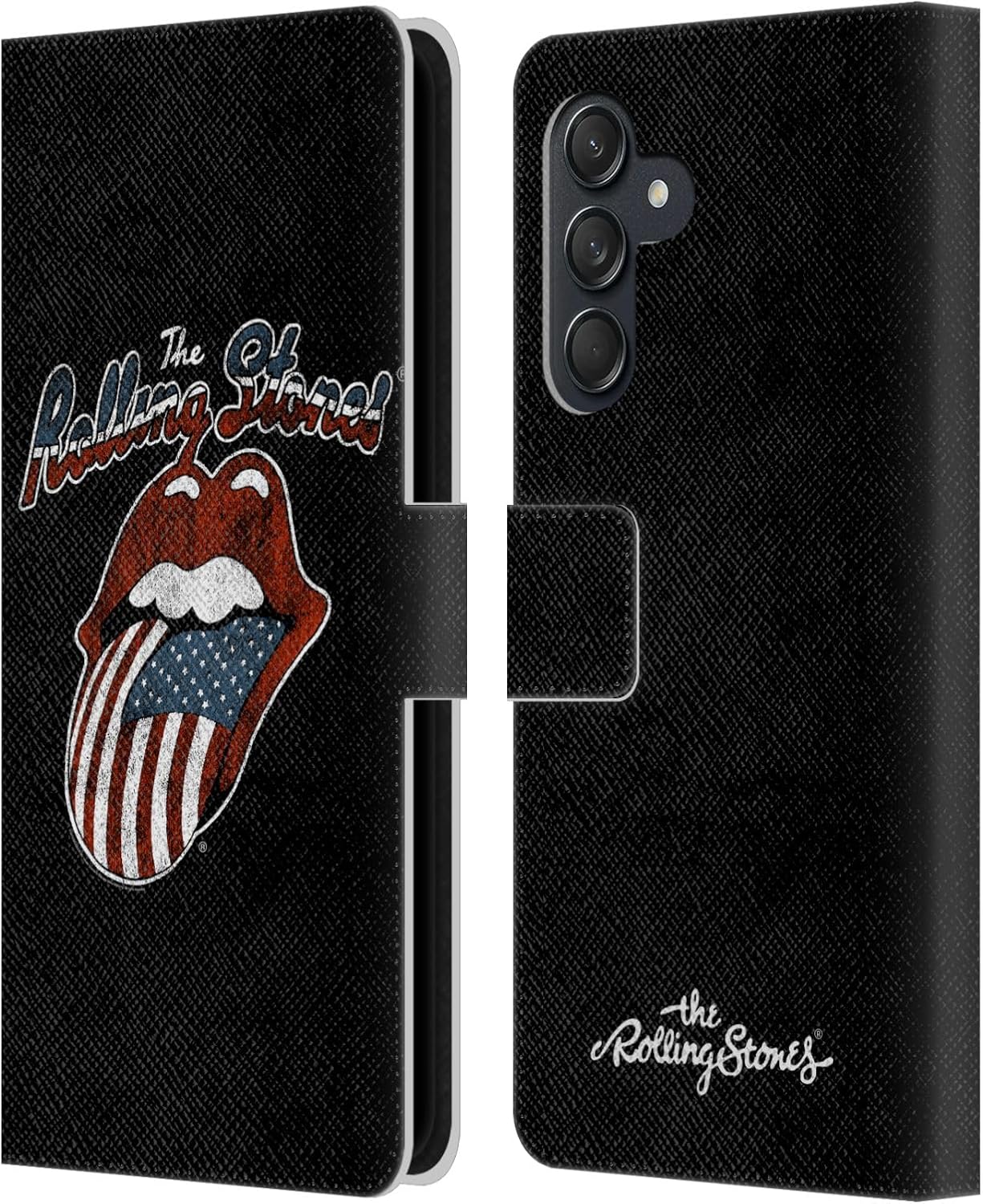 Head Case Designs Officially Licensed The Rolling Stones Us Flag Tongue Key Art Leather Wallet Case Compatible with Samsung Galaxy M55 5G