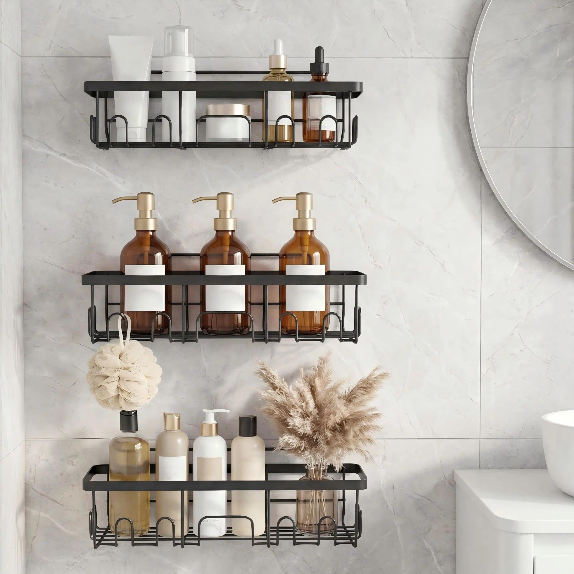 3 PCS Shower Rack, Adhesive Shower Caddy Rust and Moisture Resistant