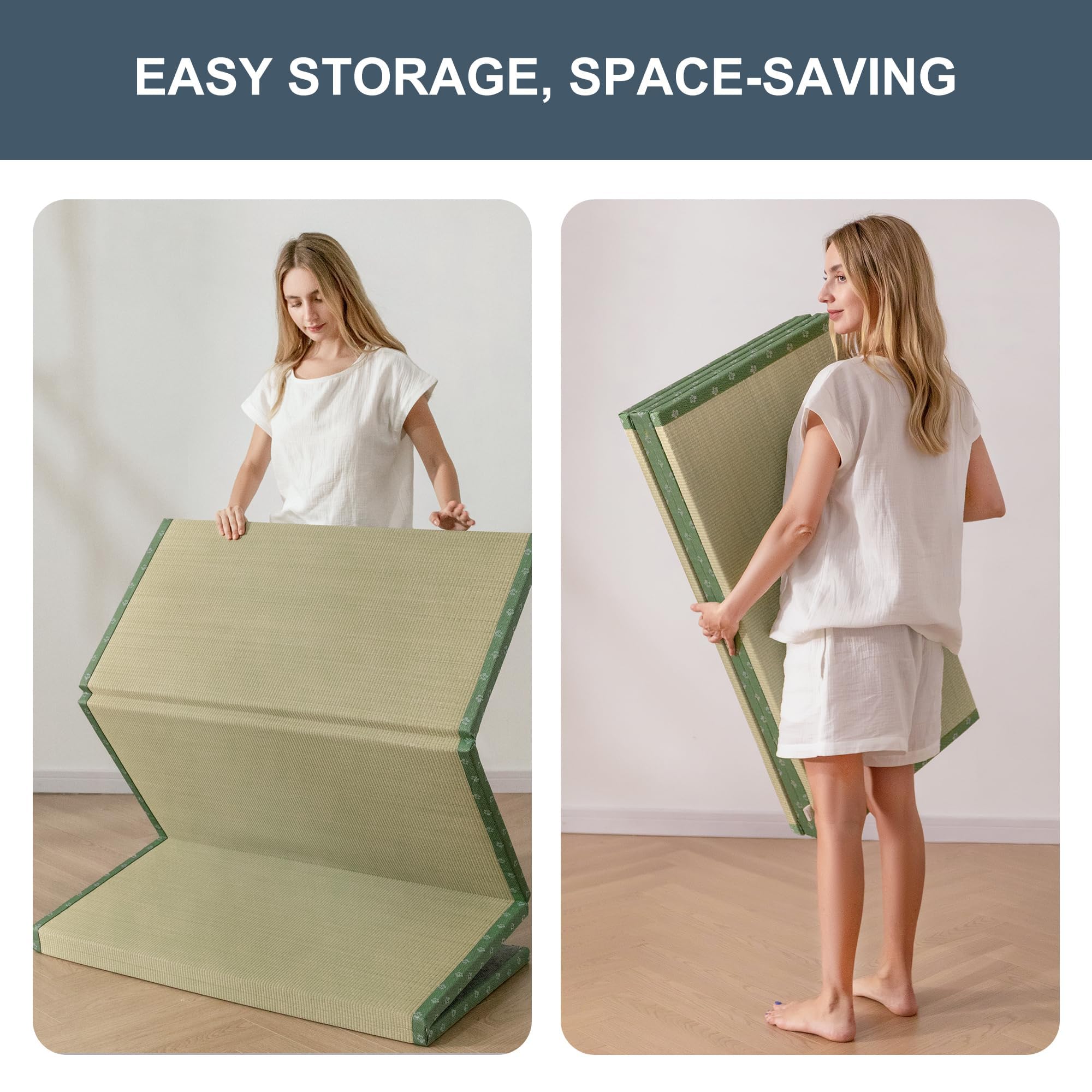 Japanische Tatami-Matte, faltbare Futon-Klappmatratze, grünes Rushgras, Bodenmatte, Matratze, Klappbett mit Matratze, ideal für Meditation, Yoga, Zen-Raum, japanischer Tränenraum (XS)