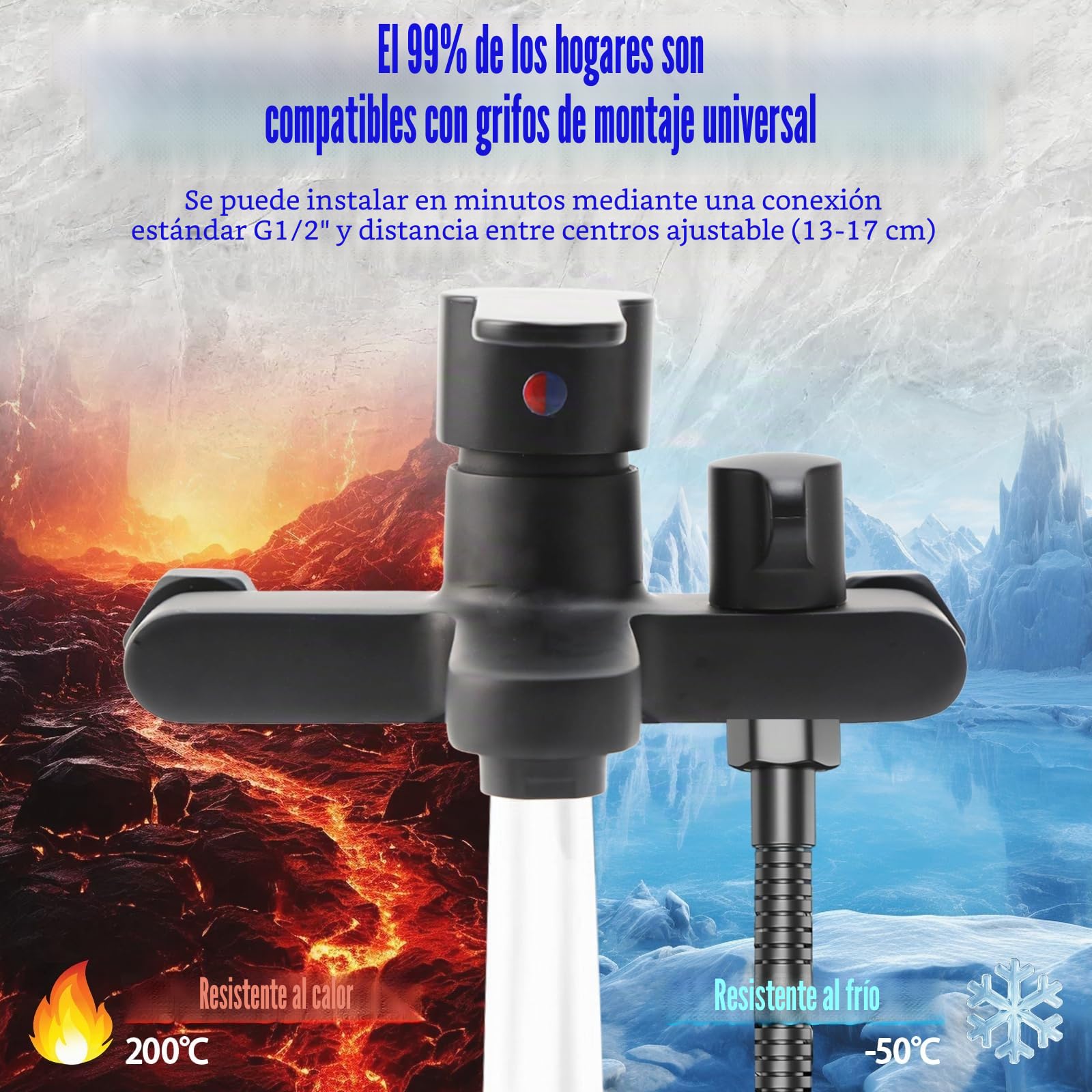 Grifo de bañera montado en la pared, grifo mezclador monomando para ducha y bañera G1/2 salida grifo mezclador