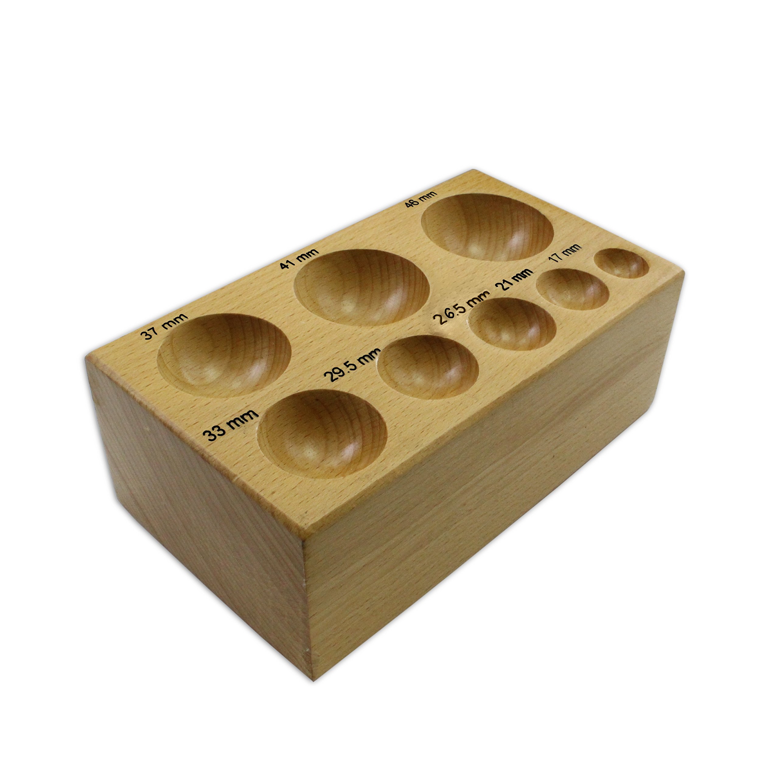 Jewellers Tools Non marring 11 Piece Doming Dapping Block and Punch Set Hardwood 17-61mm