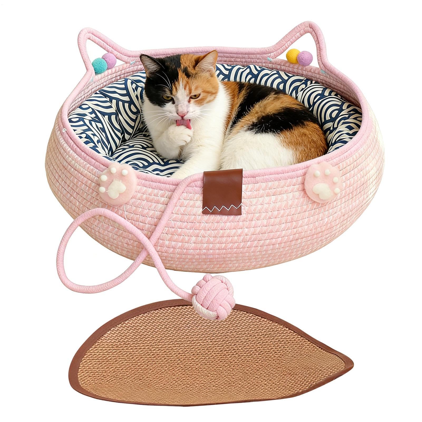 Lit pour chat avec coussin confortable pour couchage d'intérieur et enrichissement du chat de salon