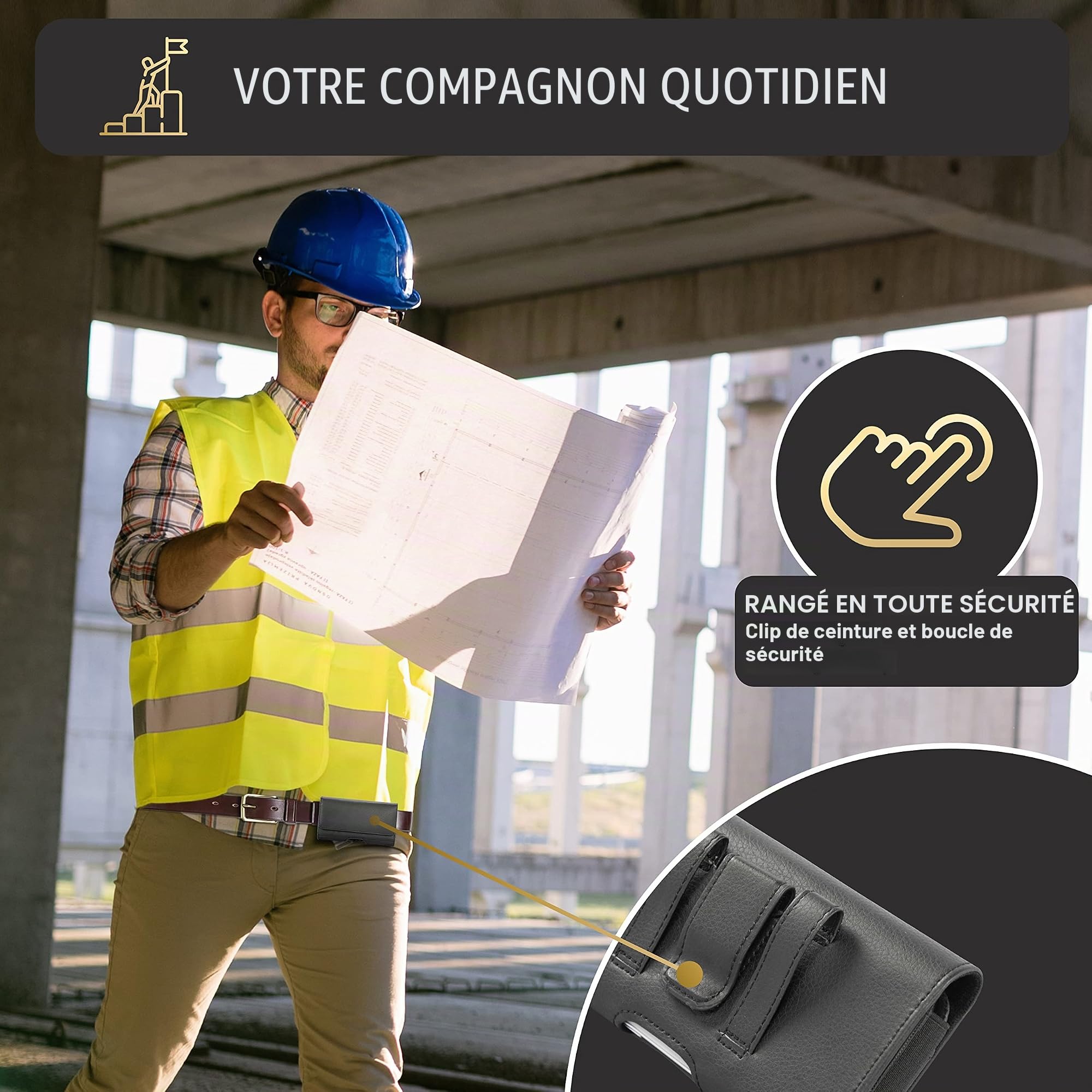 Étui de Ceinture pour Samsung Galaxy S25/S24/S23 Ultra, Cuir synthétique, Clip de Ceinture, Fermeture magnétique