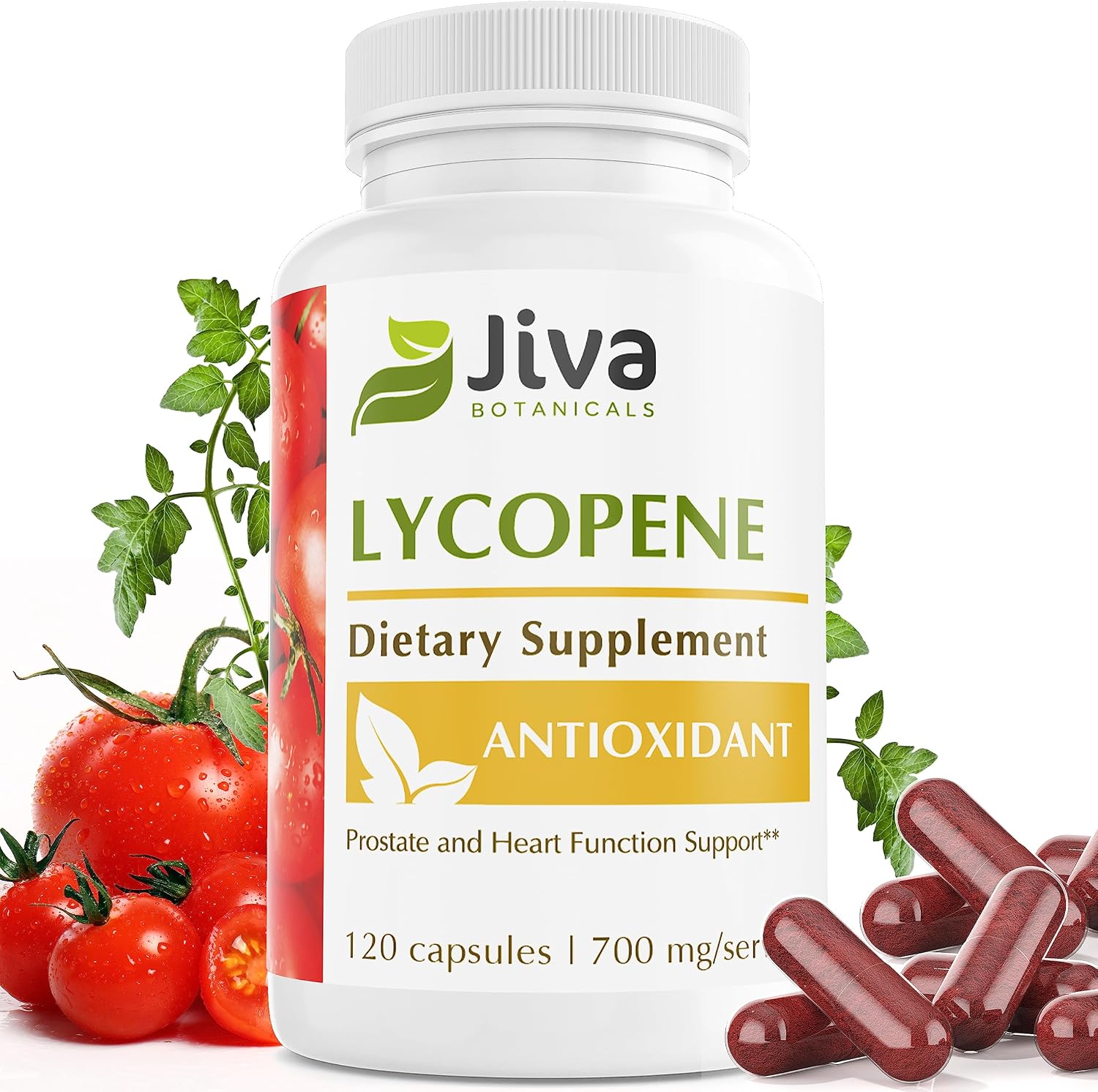 Jiva Botanicals - Lycopene Supplement 30 mg Capsules-Made with Tomato Fruit Extract - Higher Dosage Than Lycopene 20mg -Support Normal Prostate Health and Normal Heart Function.-120 Vegan Capsule