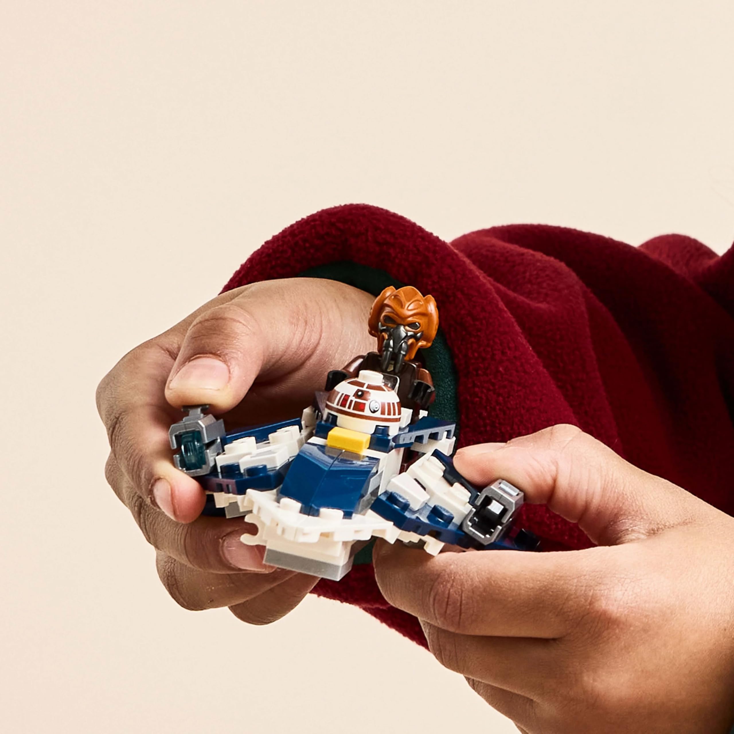 LEGO Star Wars Mikromyśliwiec Jedi Plo Koona z serialu Gwiezdne Wojny: Wojny klonów, zabawka dla dziecka do zbudowania z niebieskim mieczem świetlnym, prezent dla 6-latka, chłopca i dziewczynki 75400
