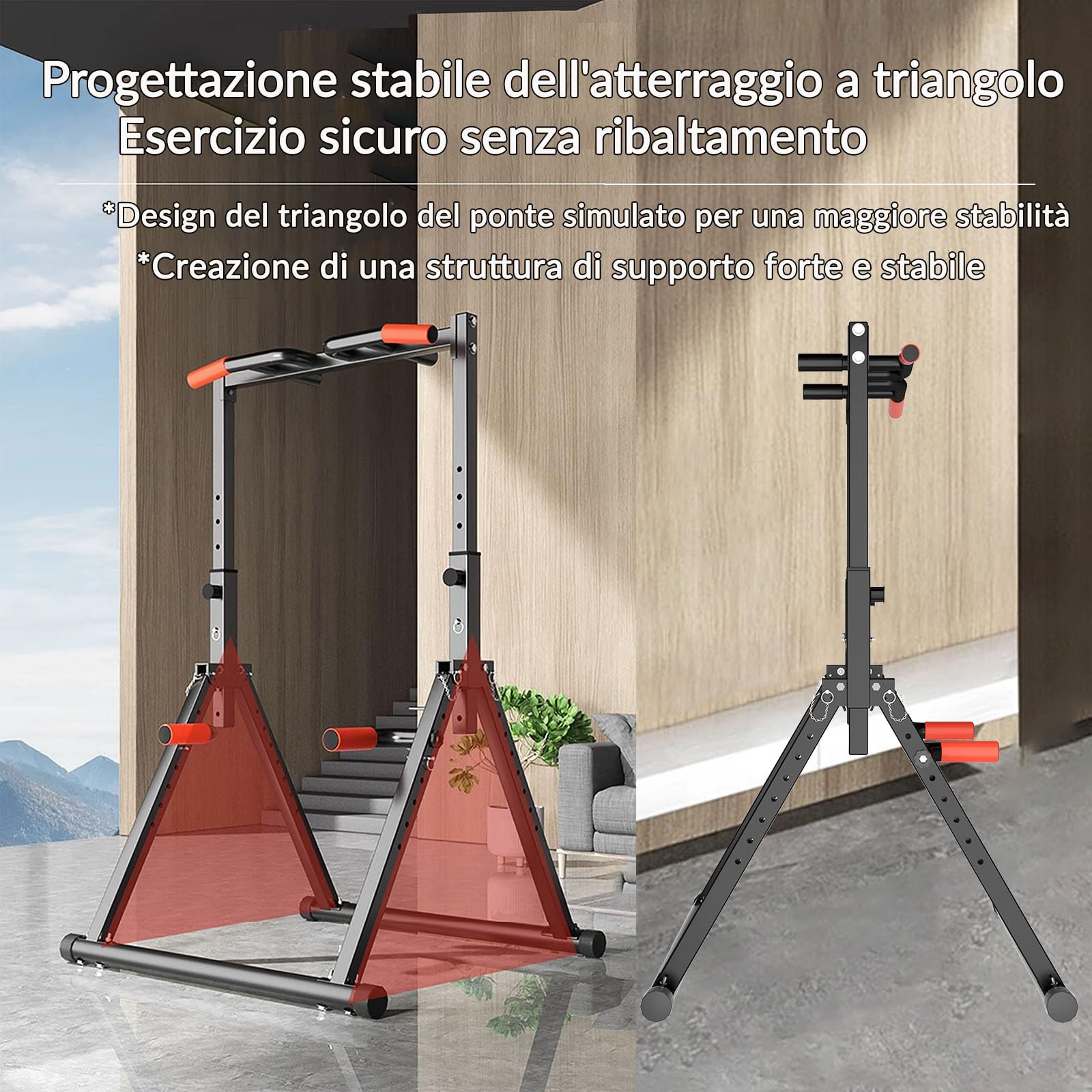 DOBESTS Power Tower Dip Station,Pieghevole Barra per trazioni autoportante，Regolabile MultifunKtional Pull Up Station Attrezzi Palestra Casa,Attrezzatura per Allenamento della Forza,Gambe Triangolari