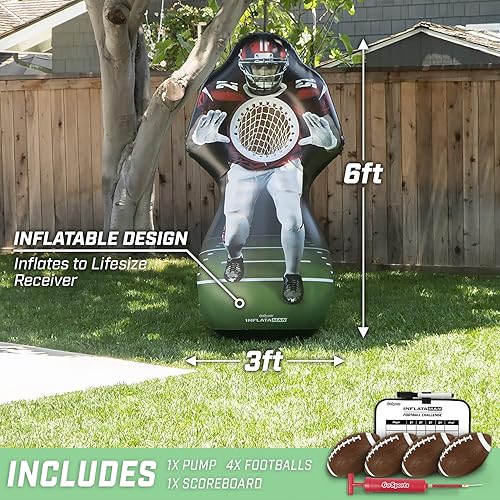 Miniatura 4 de GoSports Inflataman Football Challenge - Receptor inflable juego de lanzamiento para touchdown rojo