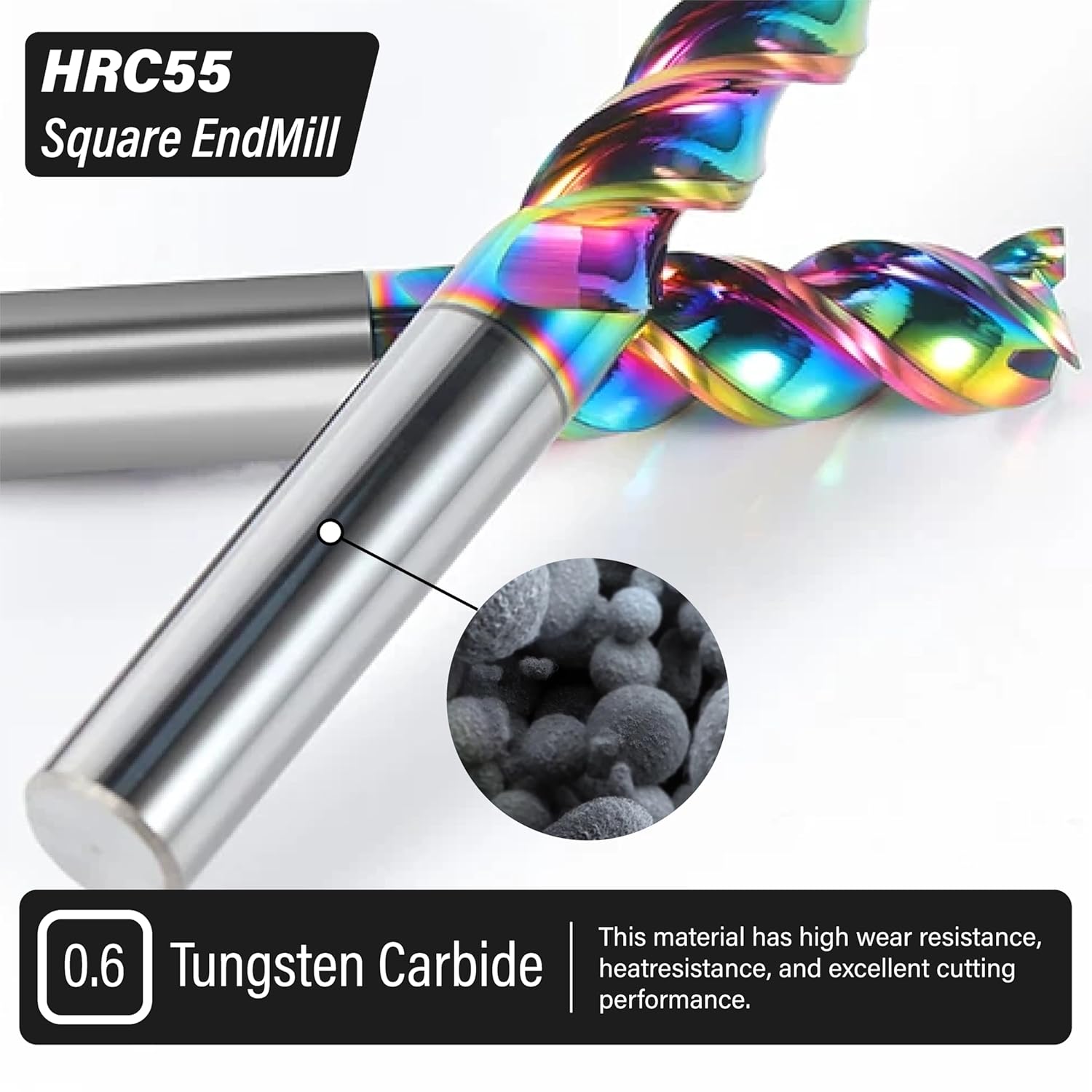 12mm Carbide Square End Mill - 3 Flute Mill Bits - High Feed U-Type Design - for Milling Aluminum Applications - for Roughing and Finishing