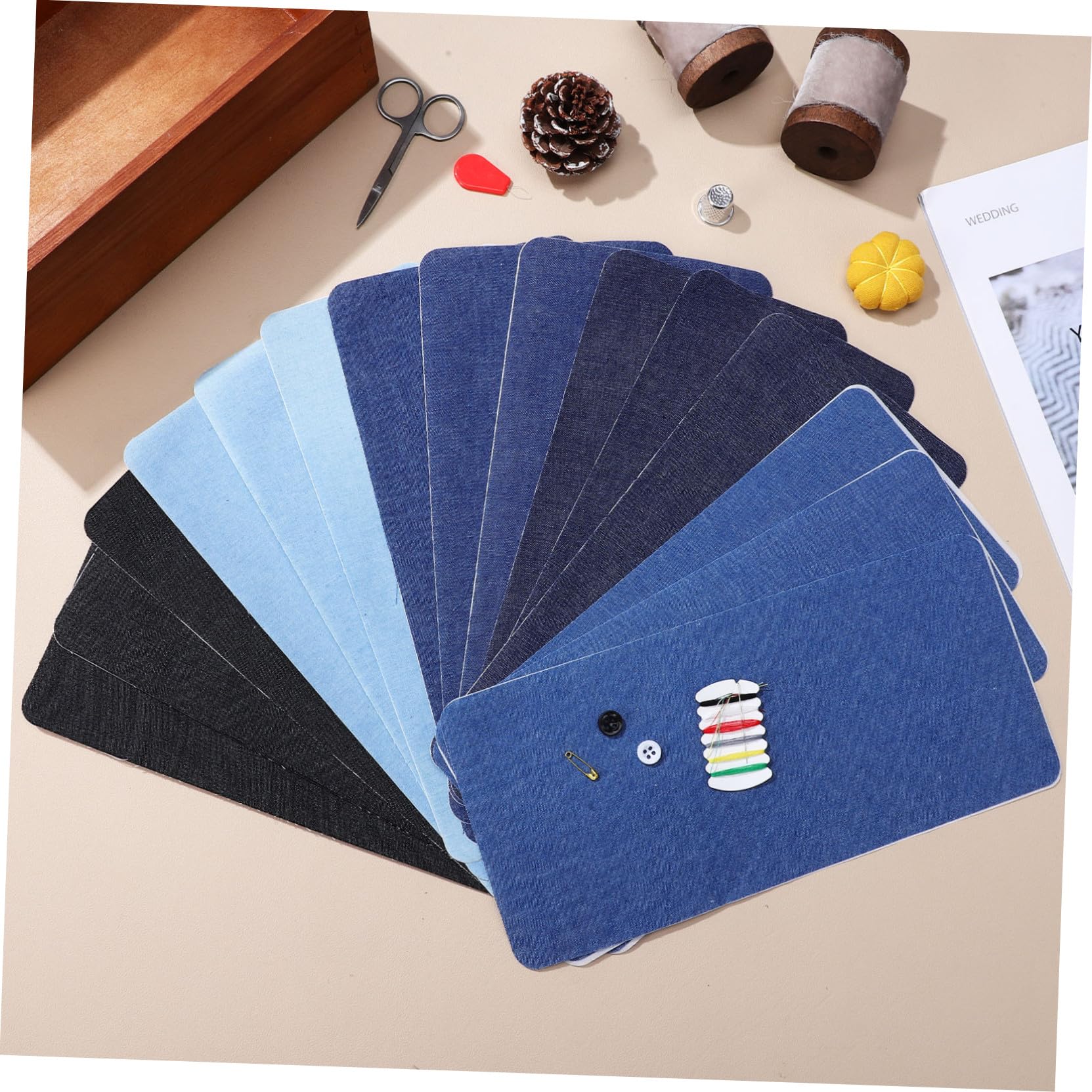 SHINEOFI 15pezzi Stirabile Per Jeans Per Tessuti Per Buchi Termoadesiva Per Riparazioni Di Vestiti Facile Da Usare e Tagliare Resistente Lavatrici Adatta Per Jeans Camicie e